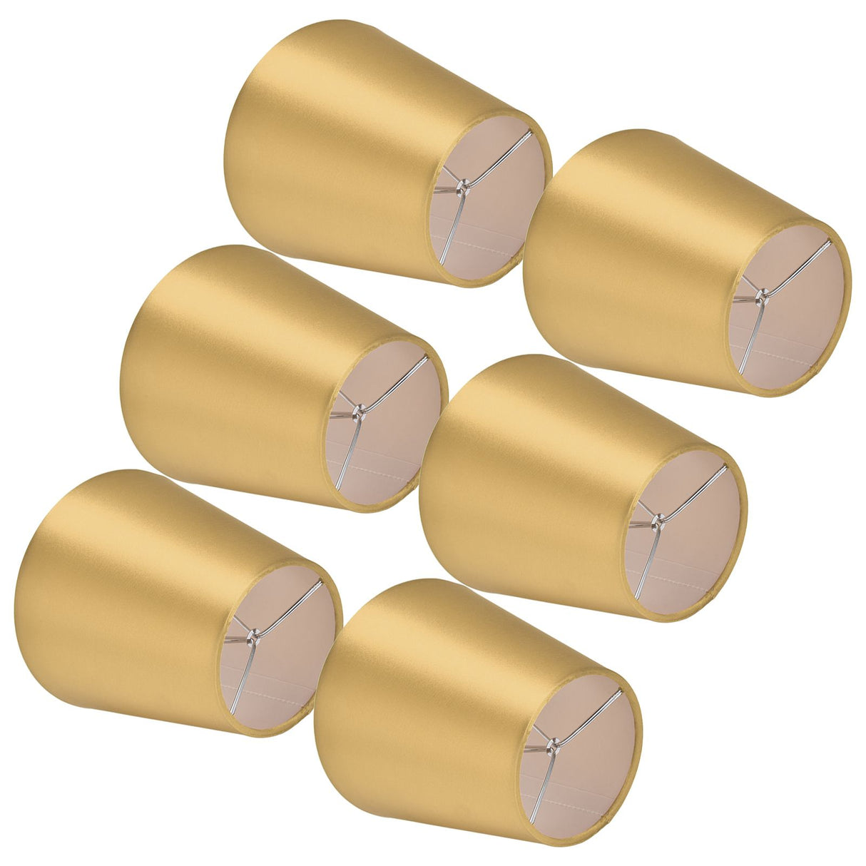 6PCS E14 Lamp Shade Fabric Lampshade Table Lamp Ceiling Lamp Shade for Bedroom Living RoomGold PX153