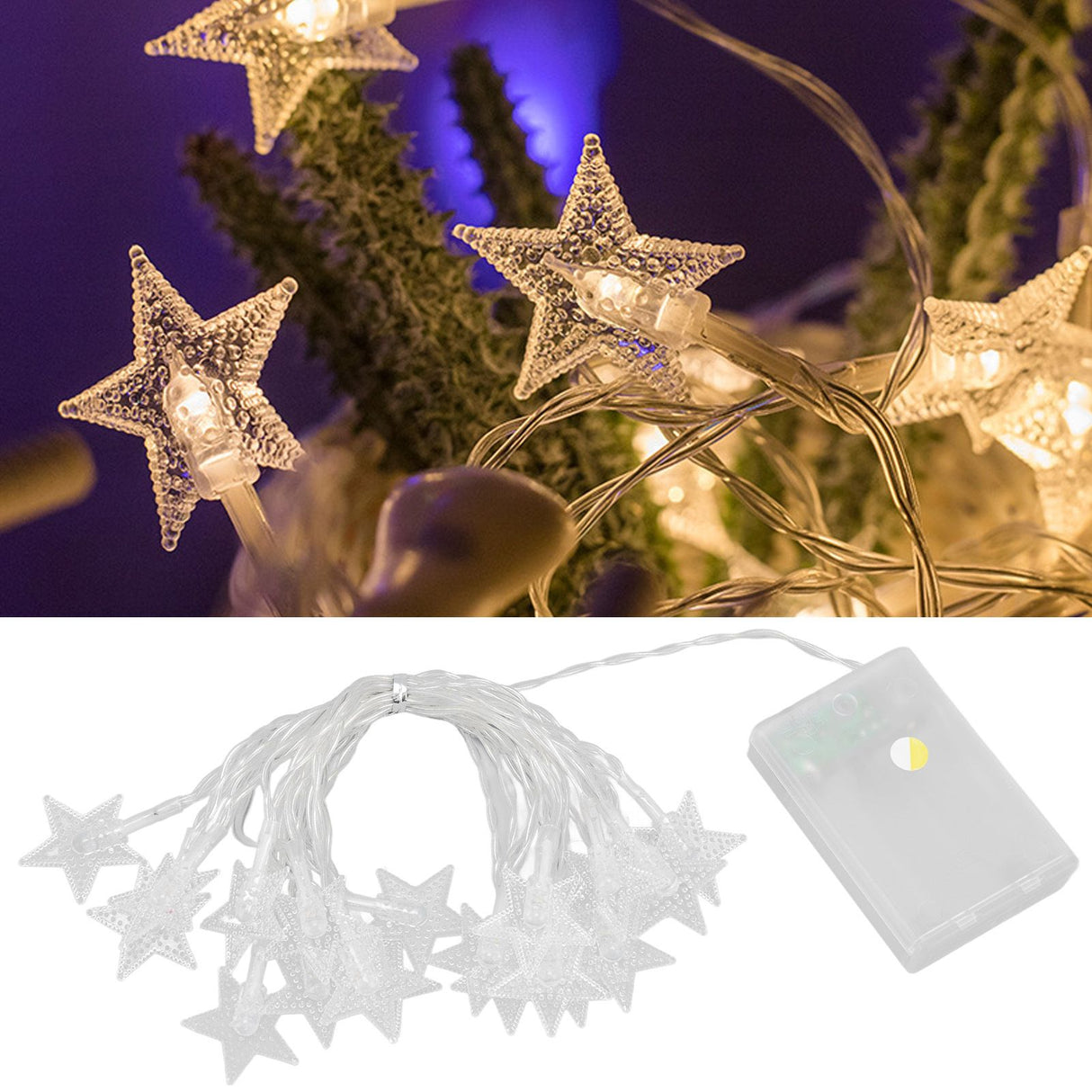 String Lights 20 LED Beads 3meters Indoor Decorative Light Star Shape Bulb Warm Light for Bed Room Living Room