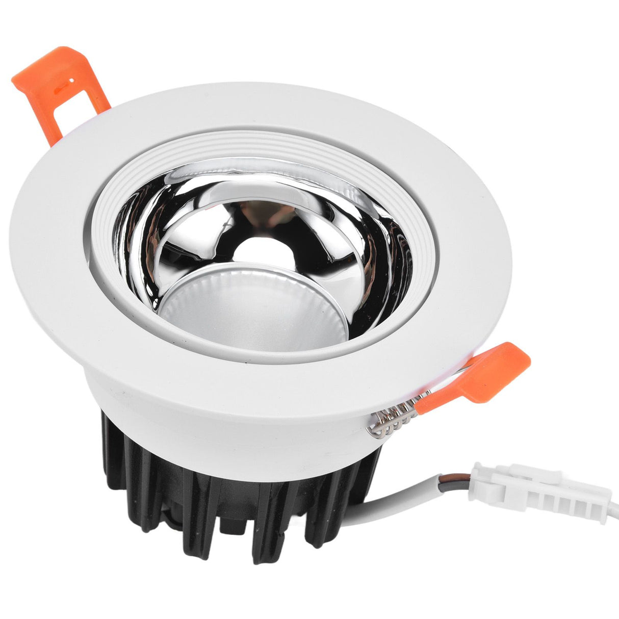 LED Downlight Aluminum Adjustable Angle Dustproof Ceiling Embedded Spotlight for Living Room Bedroom 100‑264VWhite Shell Silver Cup