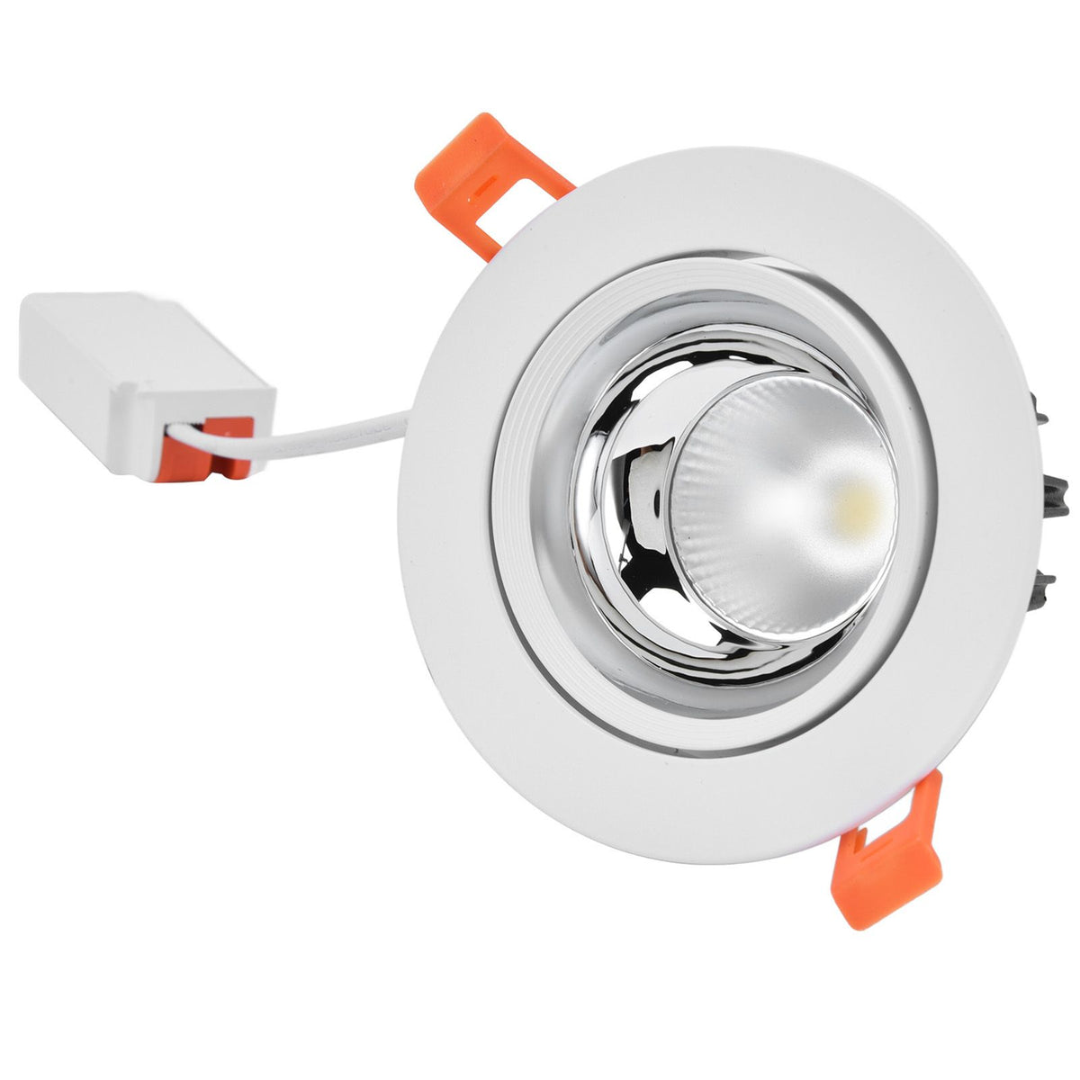 LED Downlight Aluminum Adjustable Angle Dustproof Ceiling Embedded Spotlight for Living Room Bedroom 100‑264VWhite Shell Silver Cup