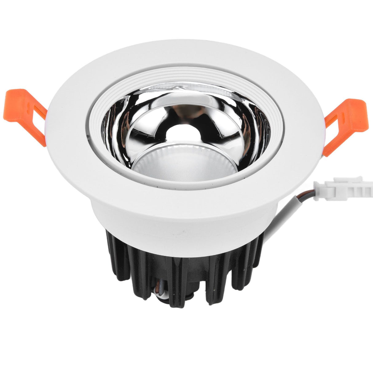 LED Downlight Aluminum Adjustable Angle Dustproof Ceiling Embedded Spotlight for Living Room Bedroom 100‑264VWhite Shell Silver Cup