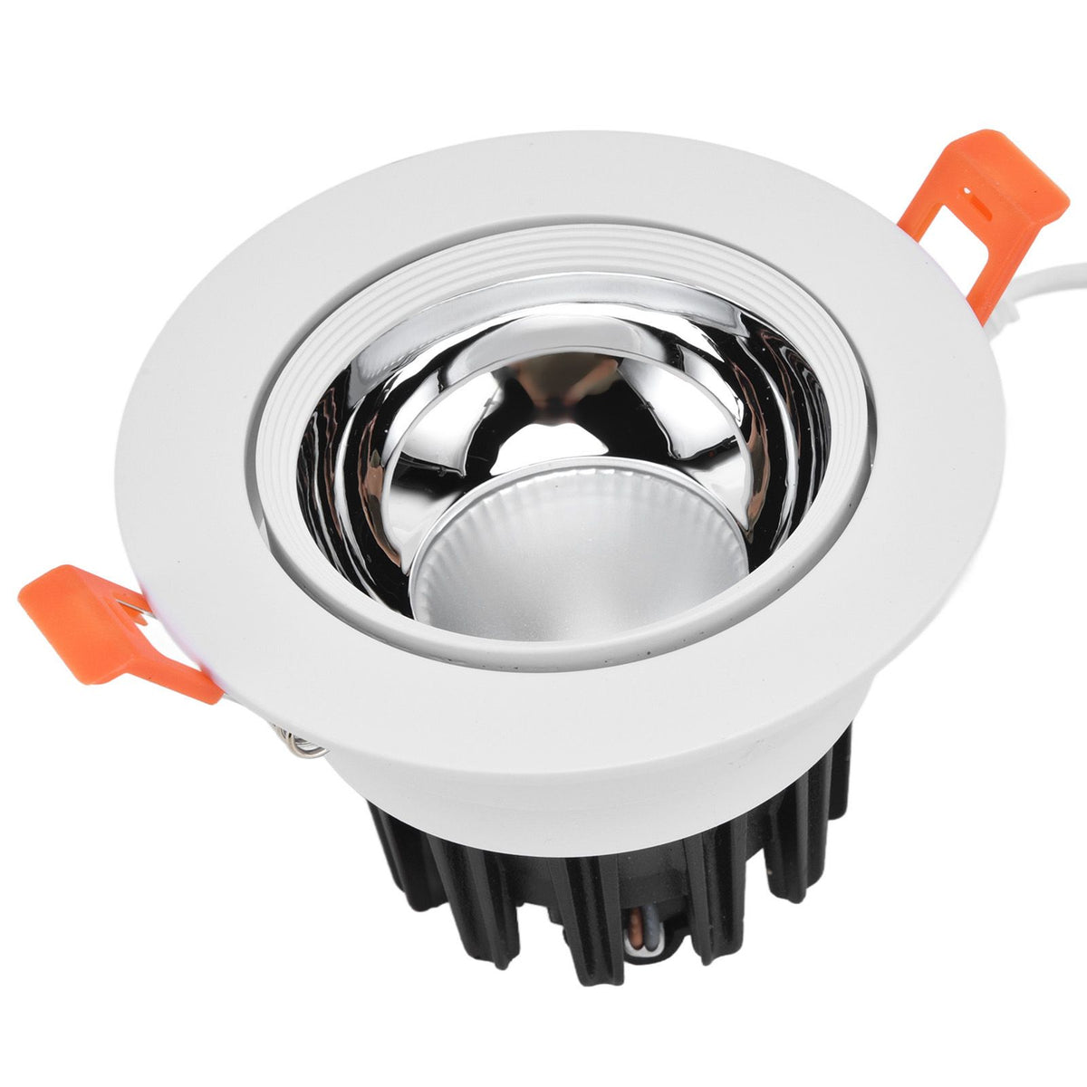 LED Downlight Aluminum Adjustable Angle Dustproof Ceiling Embedded Spotlight for Living Room Bedroom 100‑264VWhite Shell Silver Cup