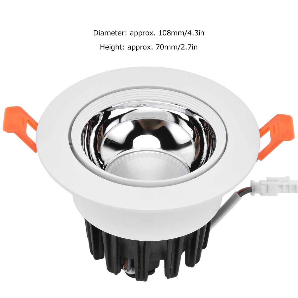 LED Downlight Aluminum Adjustable Angle Dustproof Ceiling Embedded Spotlight for Living Room Bedroom 100‑264VWhite Shell Silver Cup