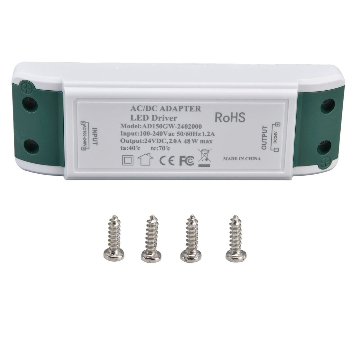 LED Transformer 24V DC 2A 48W Constant Current LED Power Supply Driver for Home and Office AC100‑240V
