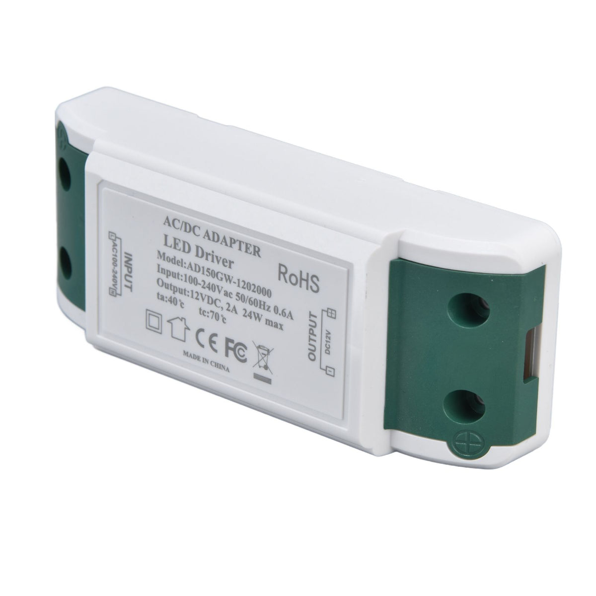 LED Driver 12V DC 24W 2A LED Power Transformer for LED Strip Light and Cabinet Light AC100‑240V