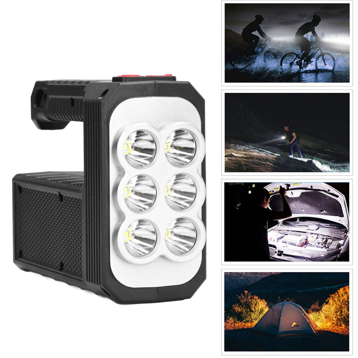 6LED Flashlight Multifunctional Hand Light USB Charging 4 Mode Waterproof Flashlight for Outdoor Camping