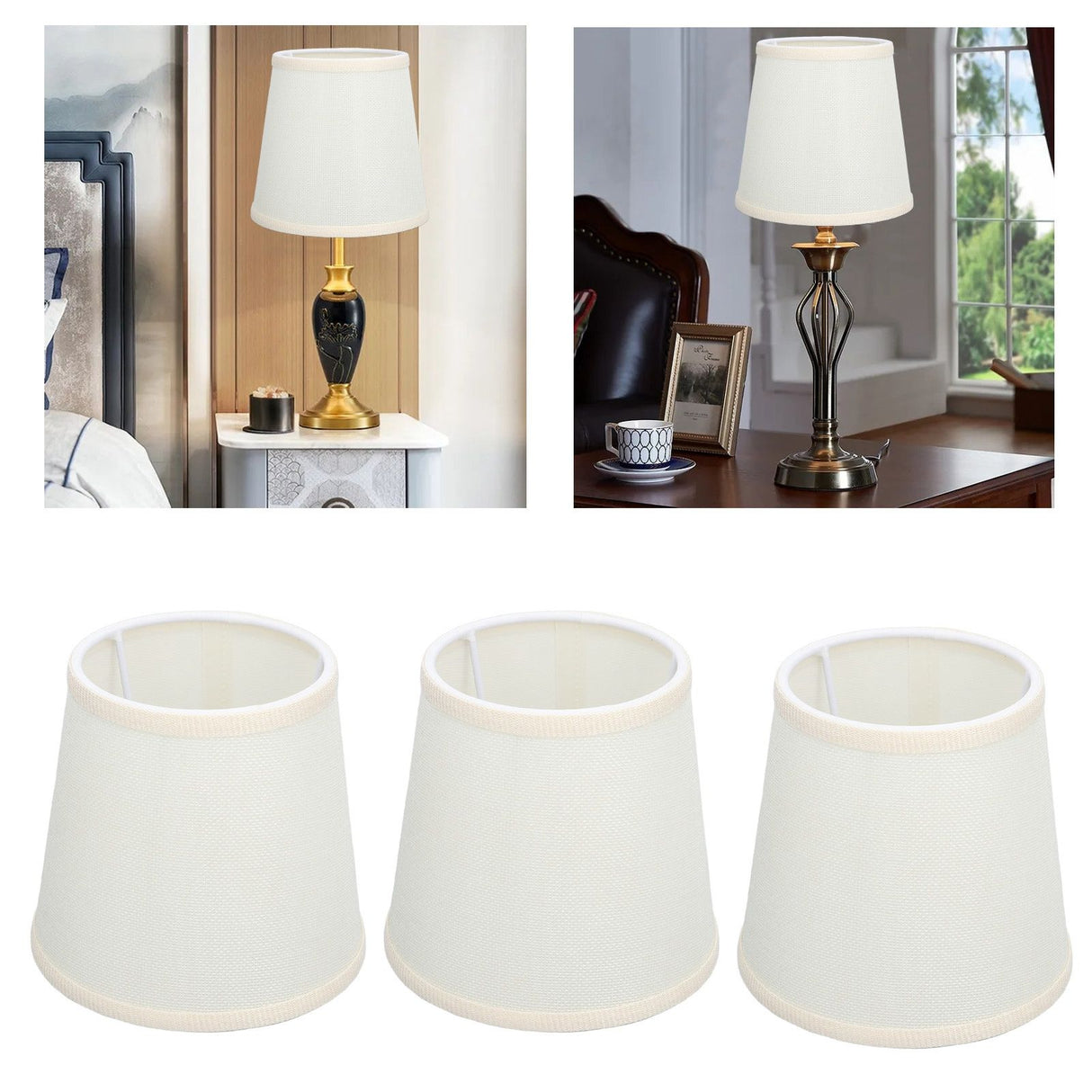 3Pcs Table Lampshade Hand Crafted High Transmittance Soft Cloth Highly Durable Safe Design Small Lamp Shades