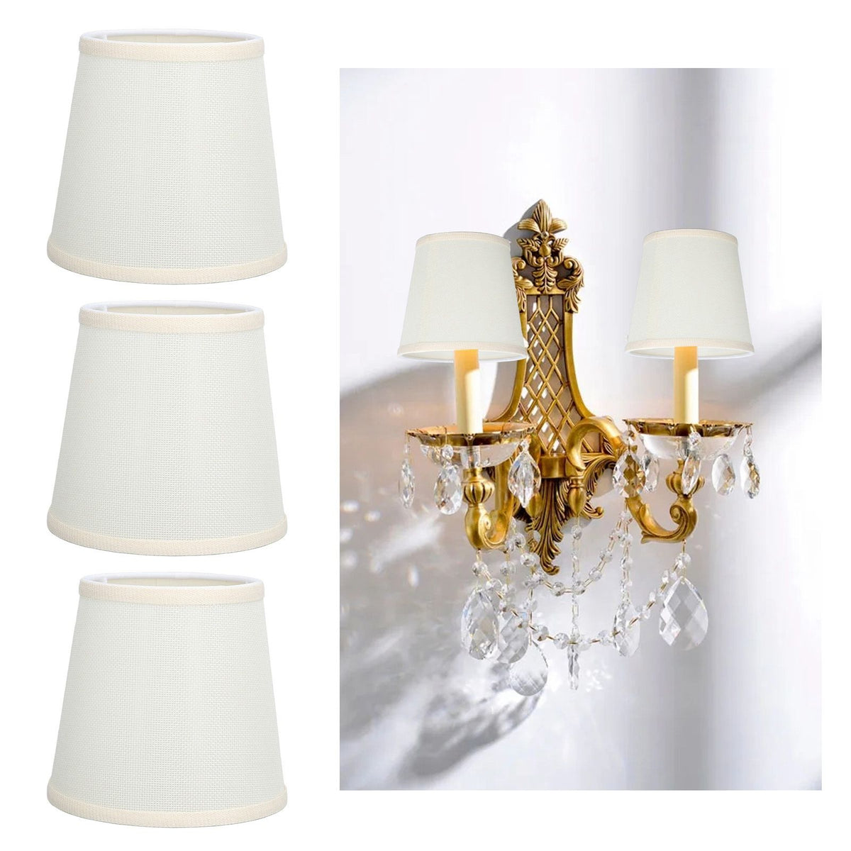3Pcs Table Lampshade Hand Crafted High Transmittance Soft Cloth Highly Durable Safe Design Small Lamp Shades