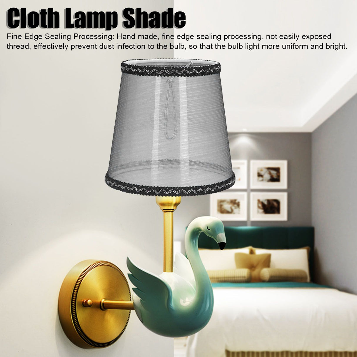 3pcs E14 Cloth Lamp Shade Excellent Light Transmission Chandelier Lamp Shade for Household