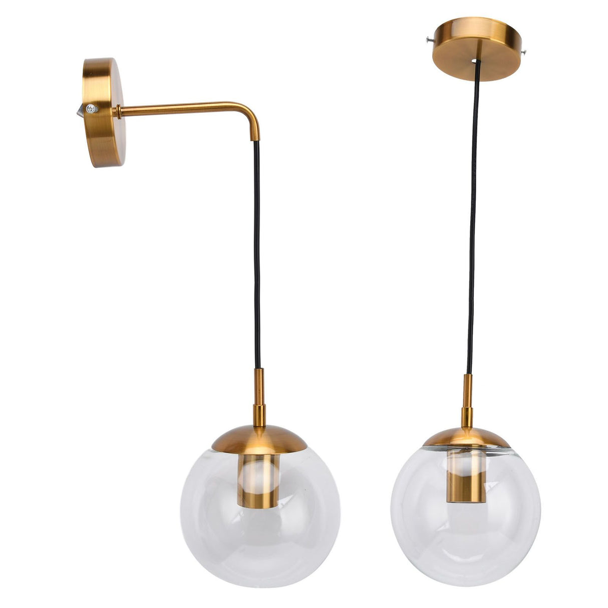 Modern Retro Wall Lamp Decorative Minimalis Glass Ball E27 Wall Light for Living Room Bedroom Study 110‑240V