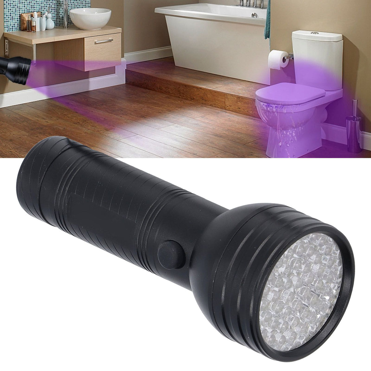 UV Flashlight 51 LED 395nm Waterproof Large Irradiation Range Excellent Performance Fluorescent Detection Supplies
