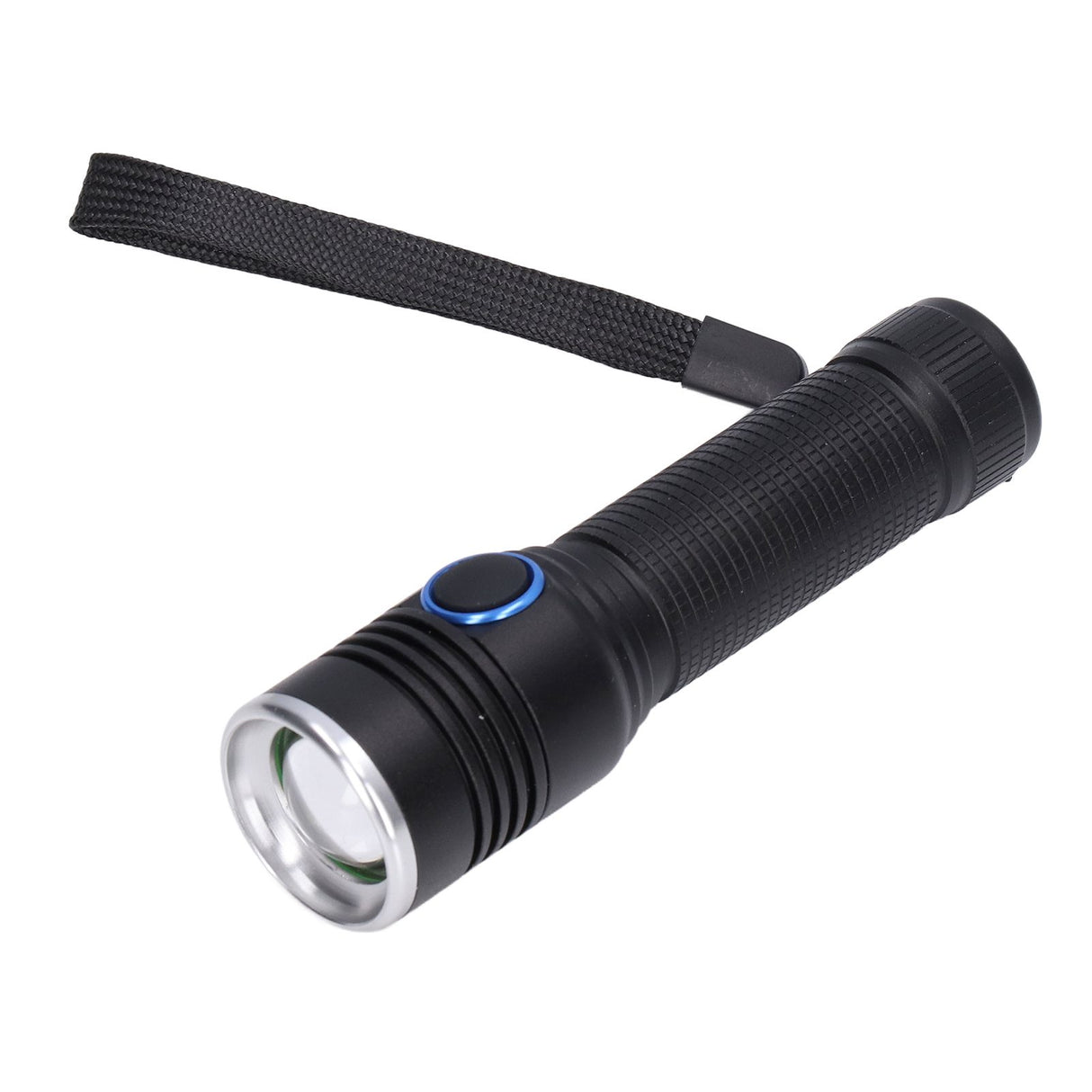 LED Flashlight Telescopic Zoom Protective Function Aluminum Alloy Barrel 2000LM Zoom FlashlightBlack