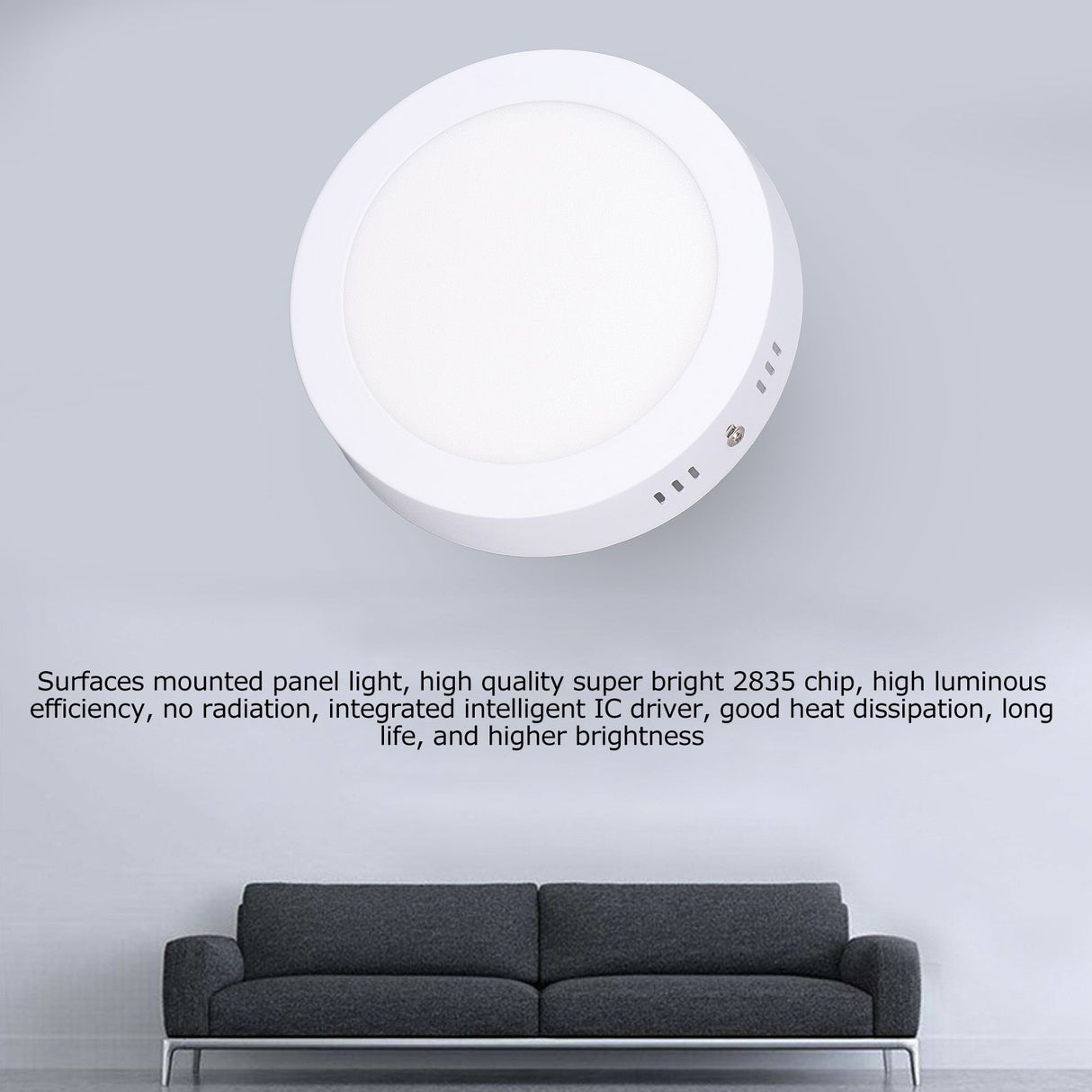LED Ceiling Light 12W High Brightness Soft Light Ultra Thin 6500K White Light Surfaces Mounted Lighting Fixture 85‑265V