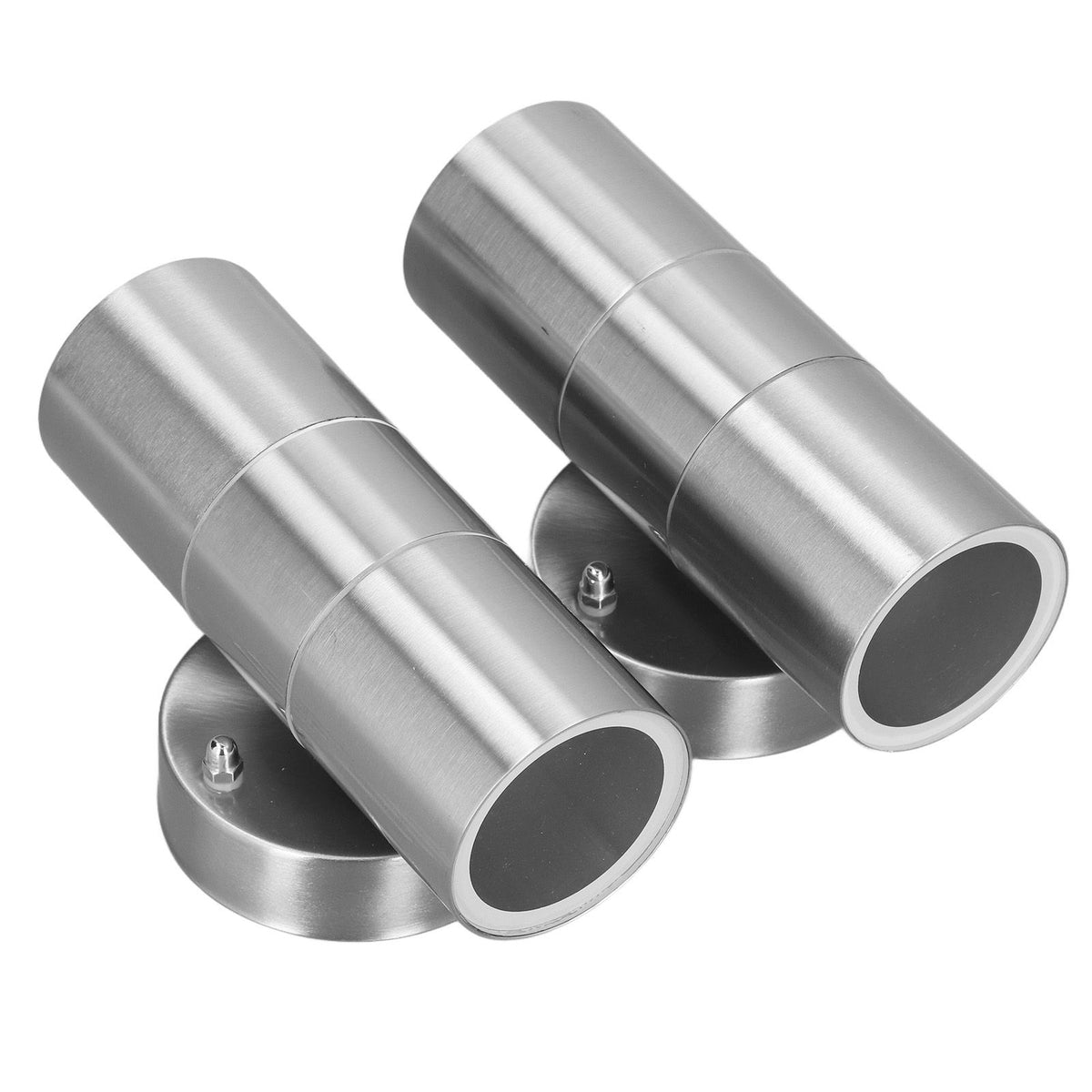 2Pcs GU10 Stainless Steel Outdoor Wall Sconce Waterproof LED Cylinder Up Down Wall Light for Yard Villas Living Rooms 220‑240VStainless Steel Color