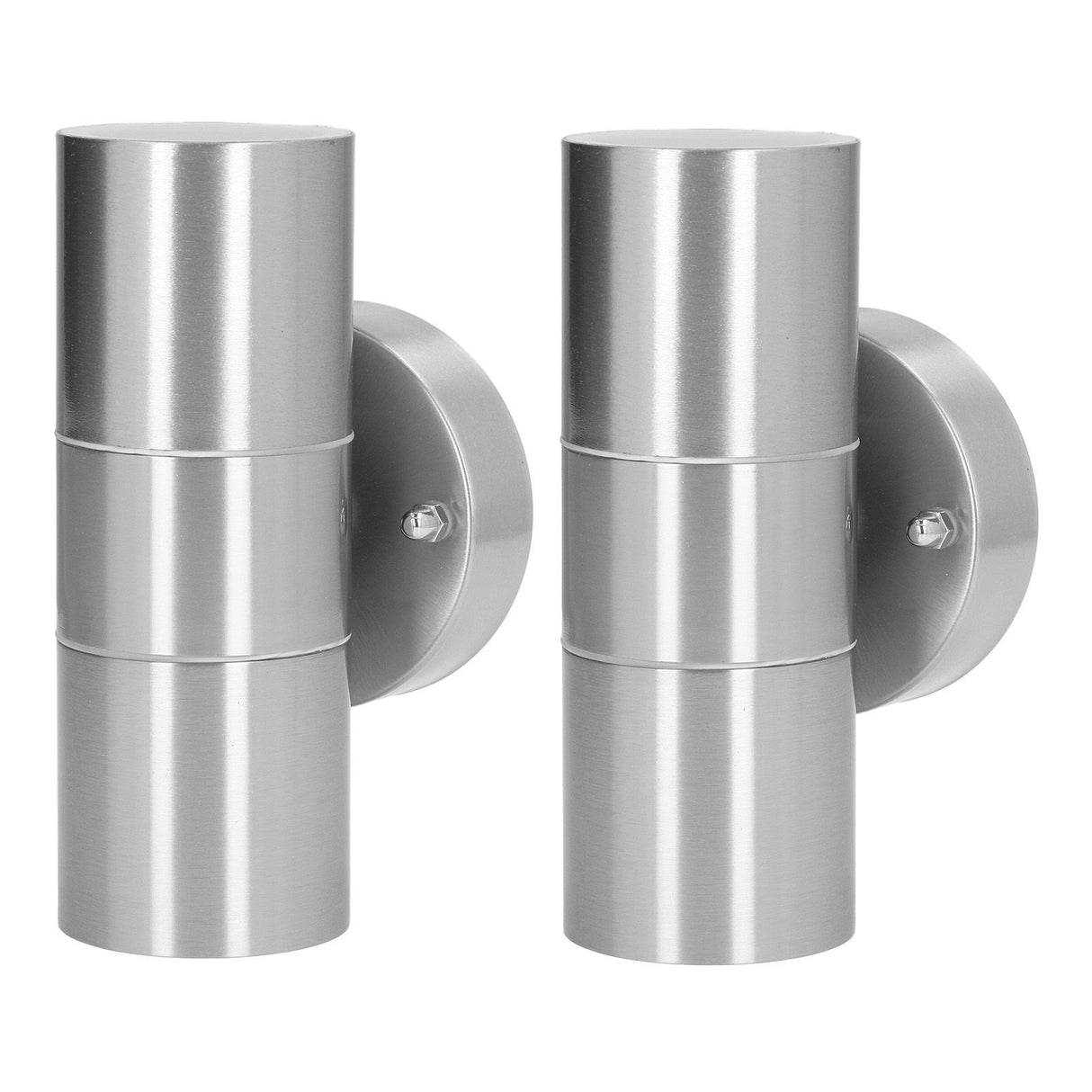 2Pcs GU10 Stainless Steel Outdoor Wall Sconce Waterproof LED Cylinder Up Down Wall Light for Yard Villas Living Rooms 220‑240VStainless Steel Color