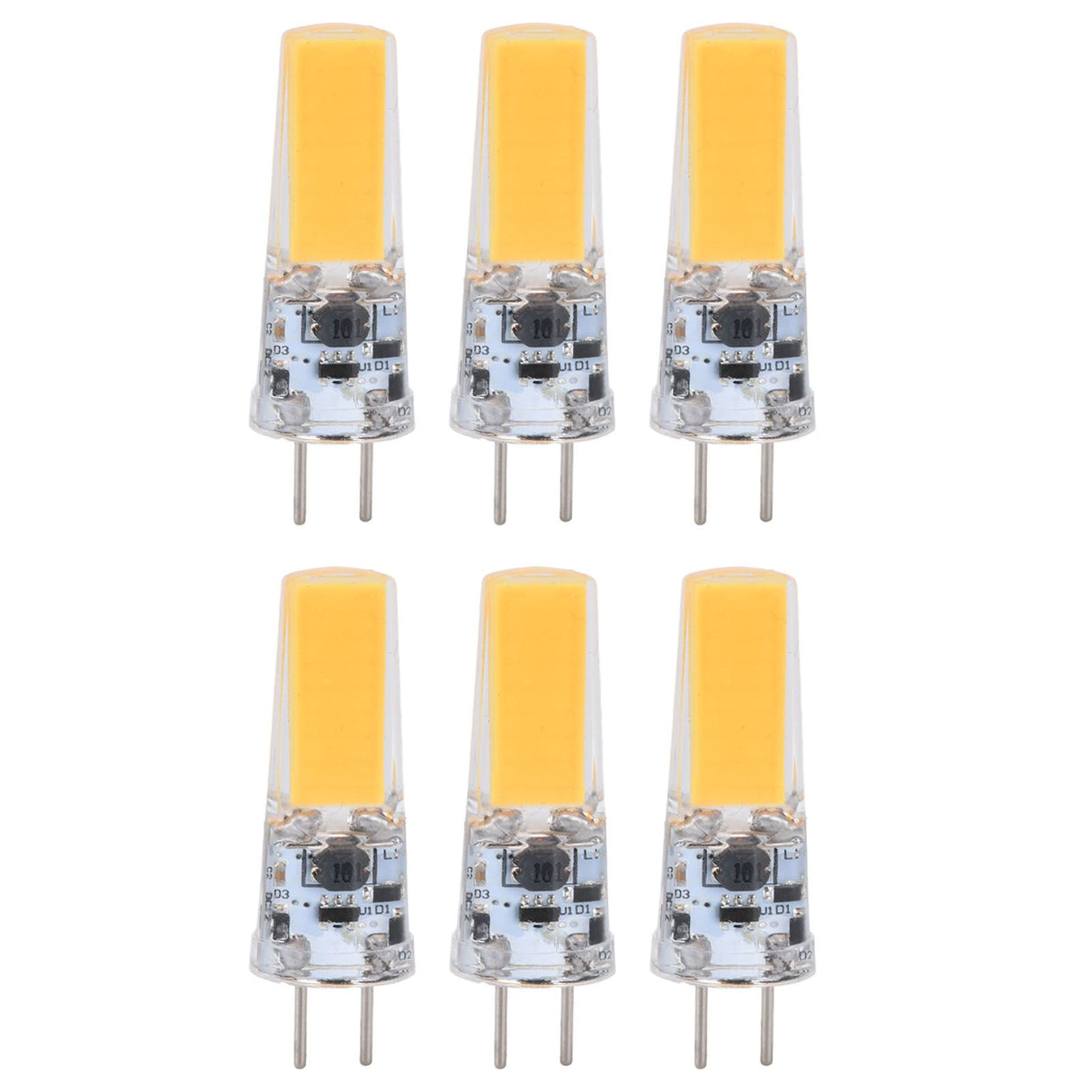 6PCS GY6.35 Bulb 5W COB Light Bulb 500lm Silicone Ceiling Lamp Bulb for Living RoomWarm White