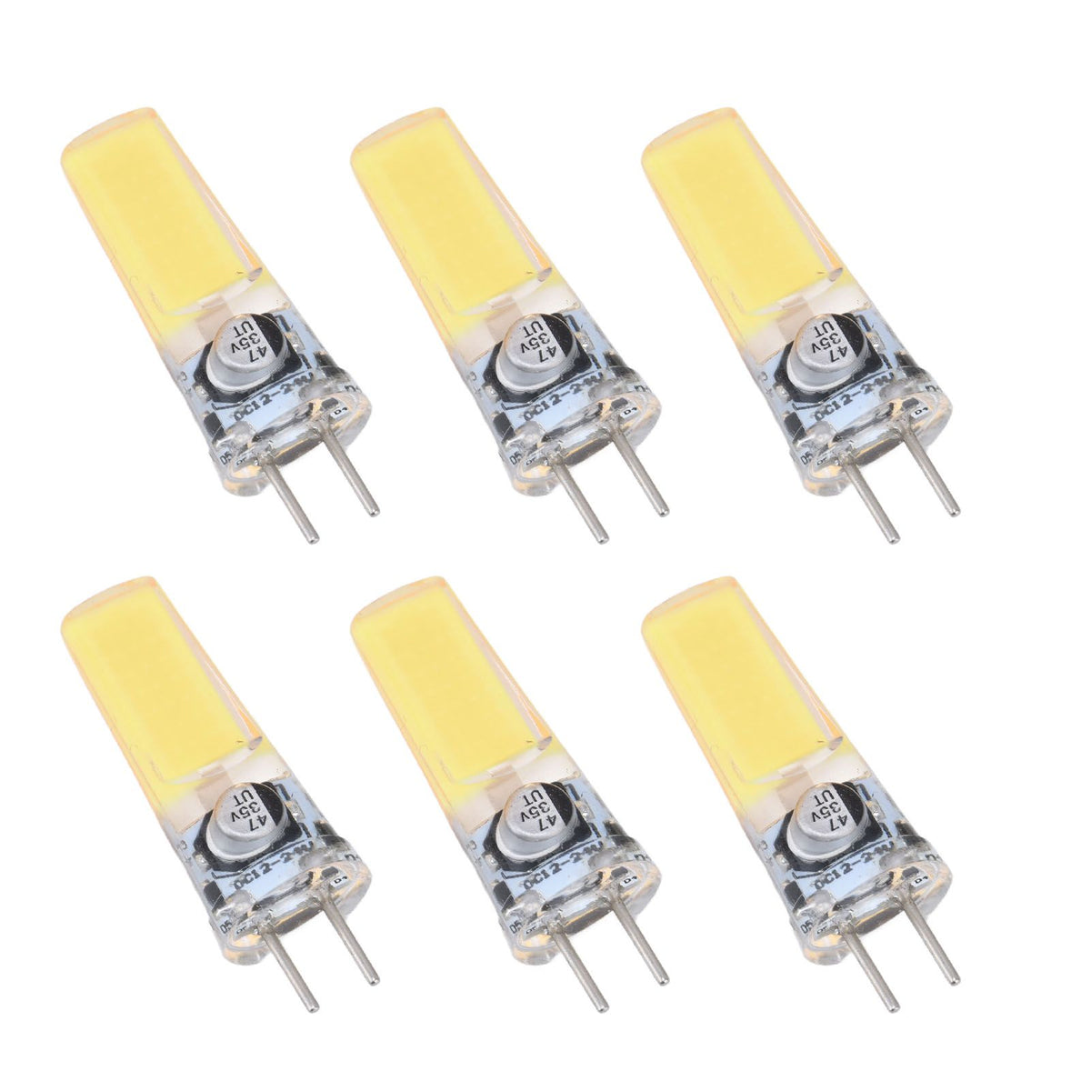 6PCS GY6.35 Bulb 5W COB Light Bulb 500lm Silicone Ceiling Lamp Bulb for Living RoomCold White