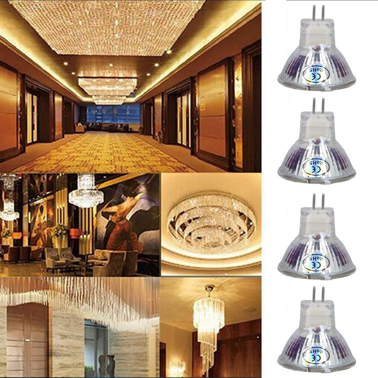 4Pcs MR11 LED Bulb 5W 500lm Bulb Replacement with 15 Beads Double Pin Base for Spotlight Landscape LampWarm White