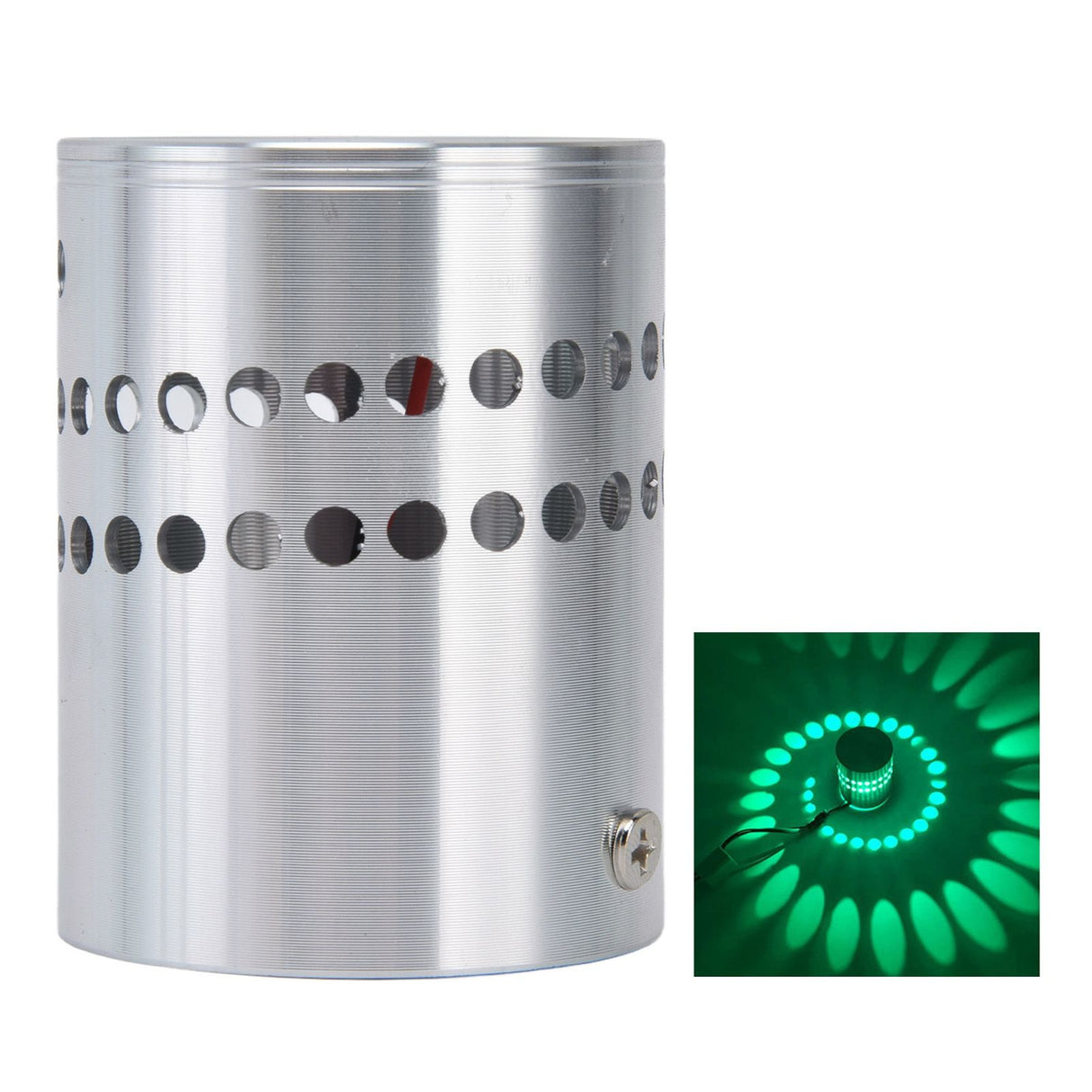 LED Aluminum Spiral Hole Wall Light Corrosion Resistance 3W Dimmable Spiral Lamp for Porch Living RoomGreen