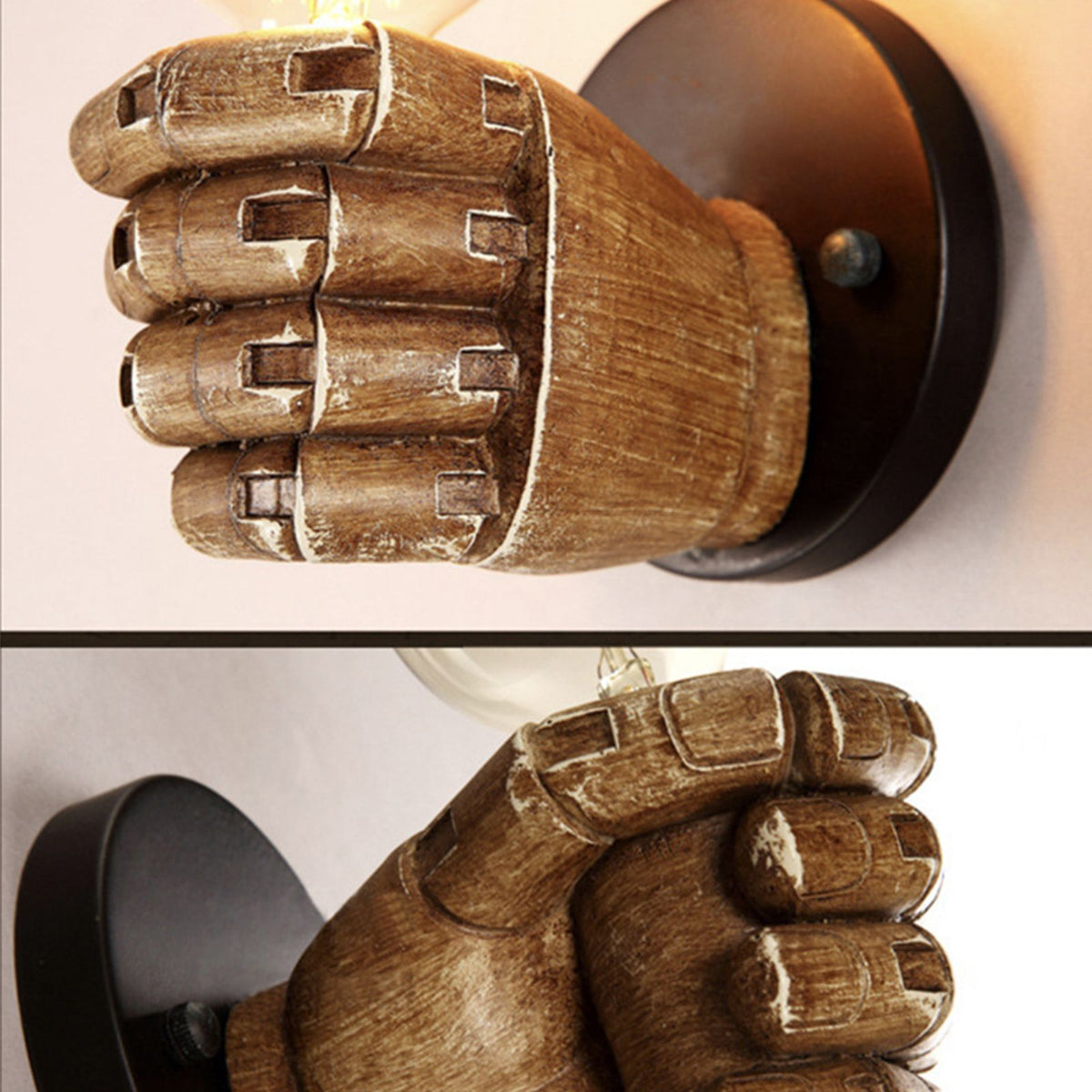 Wall Light Decoration Holder Novelty Fist Shape Wall Lamp Holder Wall Art Decoration for Bar Restaurant Cafe Left Hand