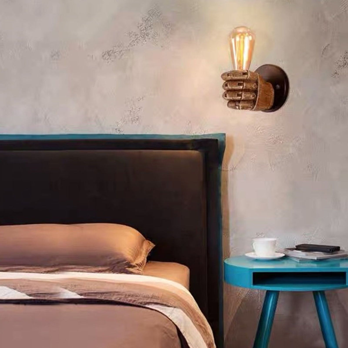 Wall Light Decoration Holder Novelty Fist Shape Wall Lamp Holder Wall Art Decoration for Bar Restaurant Cafe Left Hand