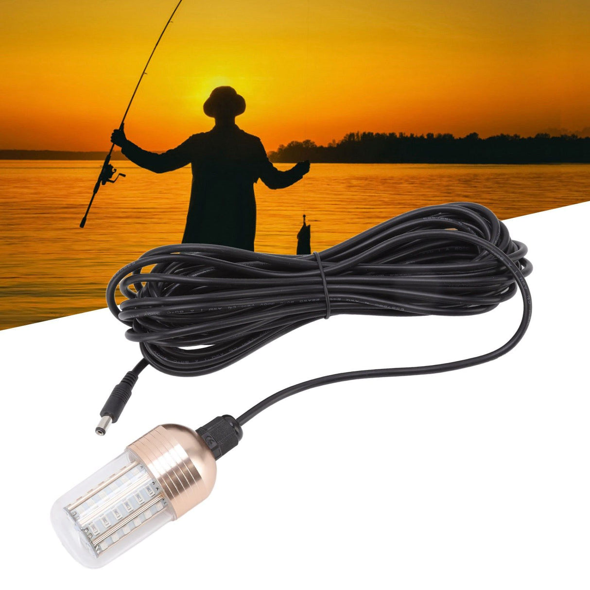 LED Fishing Light Super Bright 60 LEDs 3000lm 30W IP68 Waterproof Underwater Night Fishing Lamp 12‑60V Yellow Light