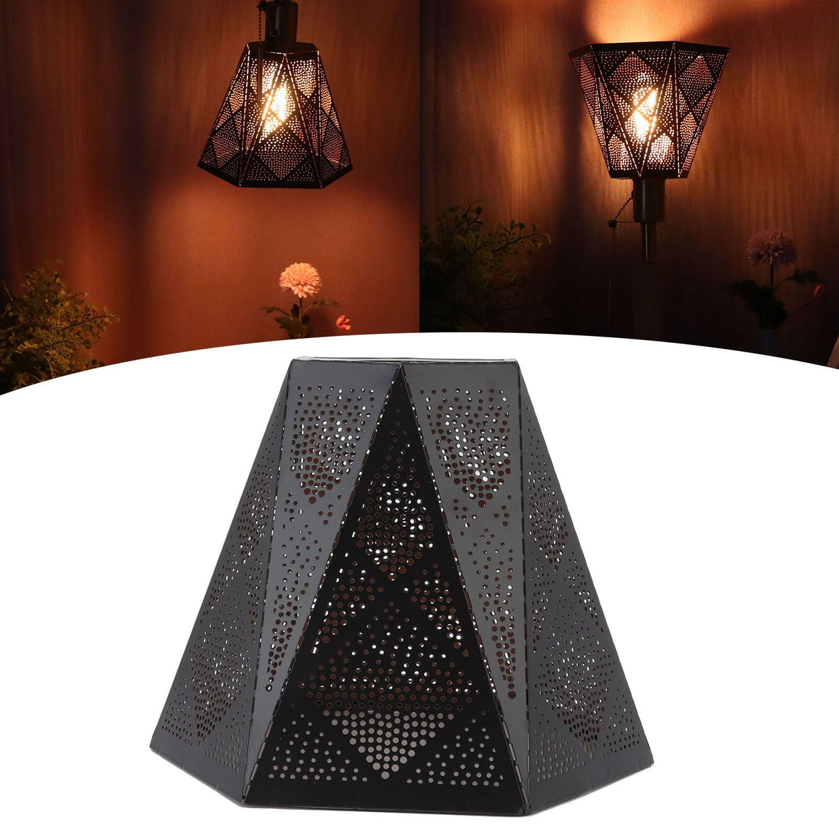 Lamp Shade Wrought Iron Hollow Design Modern Style Corrosion Resistant Table Lamp Shade for E27 E26 Lamp Holder