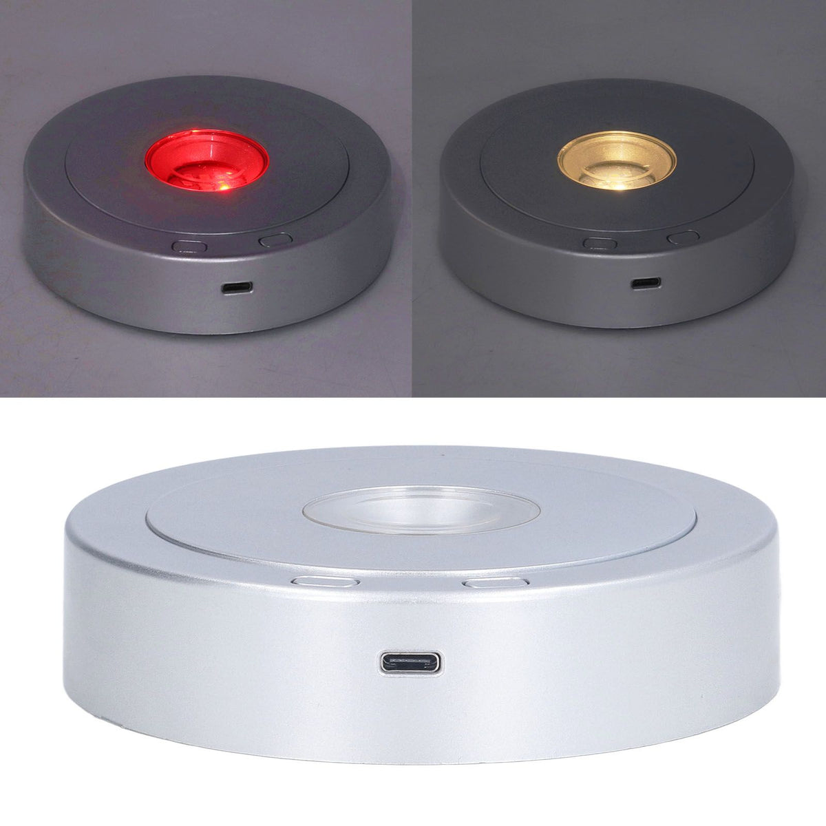 LED Display Base USB RGB Colorful Light Rotating Crystal Display Base Stand for Bottle Jewellery Handicraft