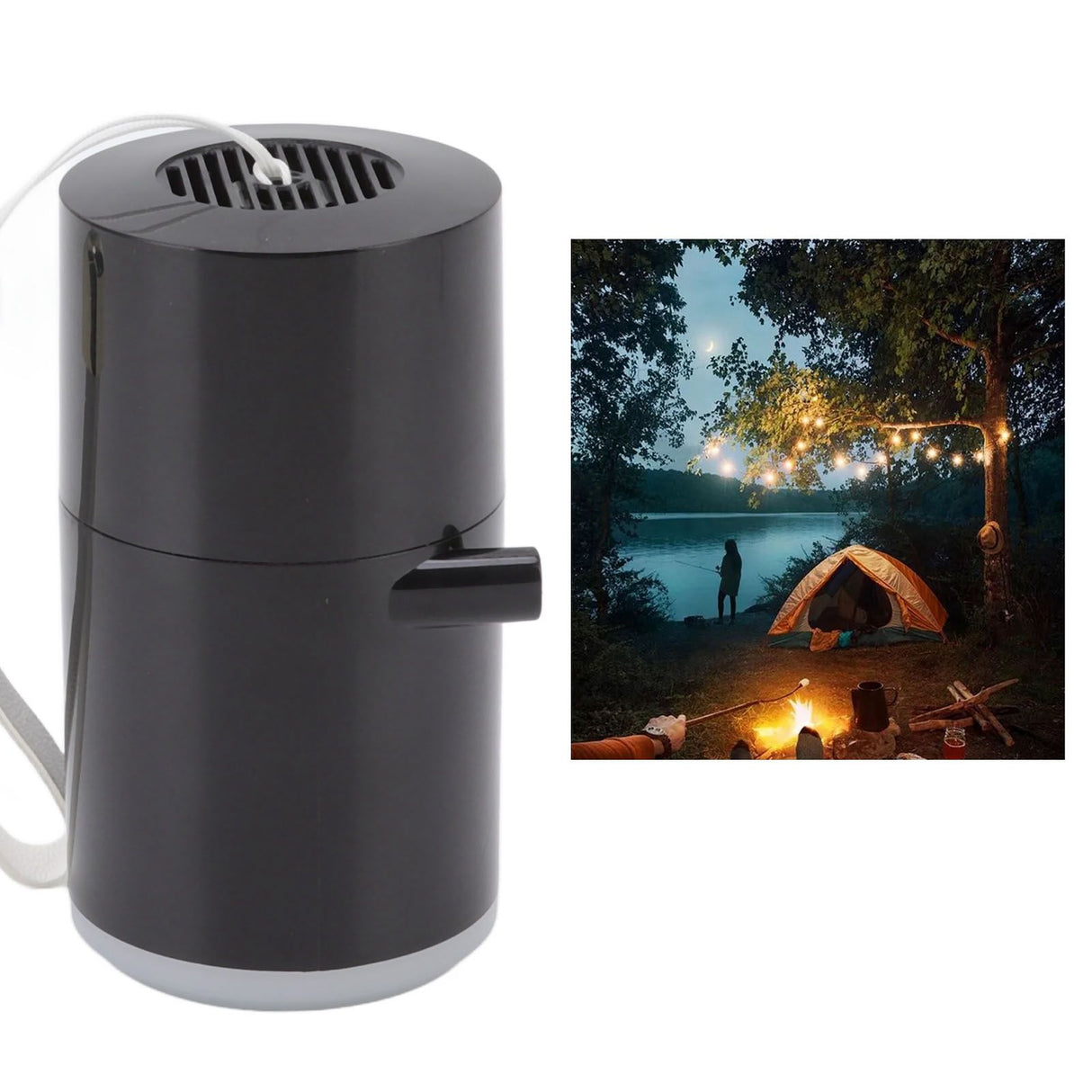 Electric Vacuum Pump USB Charging Inflatable Pump with 4 Lighting Gear for Outdoor Camping Black
