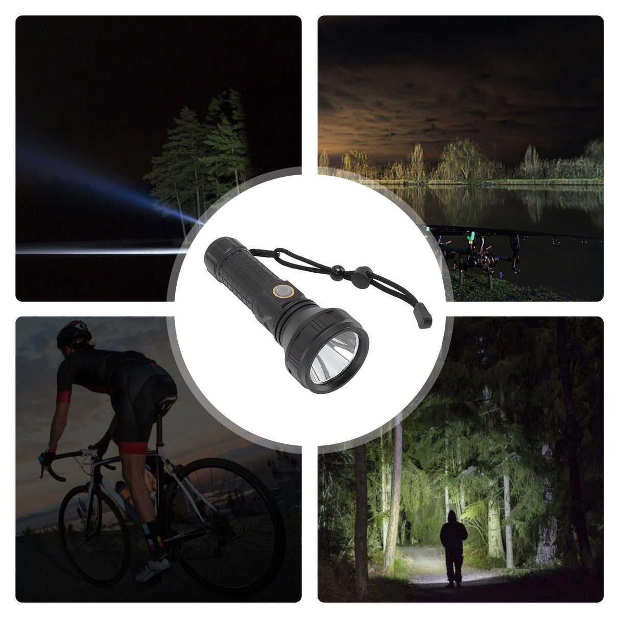 Flashlight Aluminum Alloy 8000lm Three Light Modes Waterproof Flashlight for Household Emergency Camping Hiking Traveling