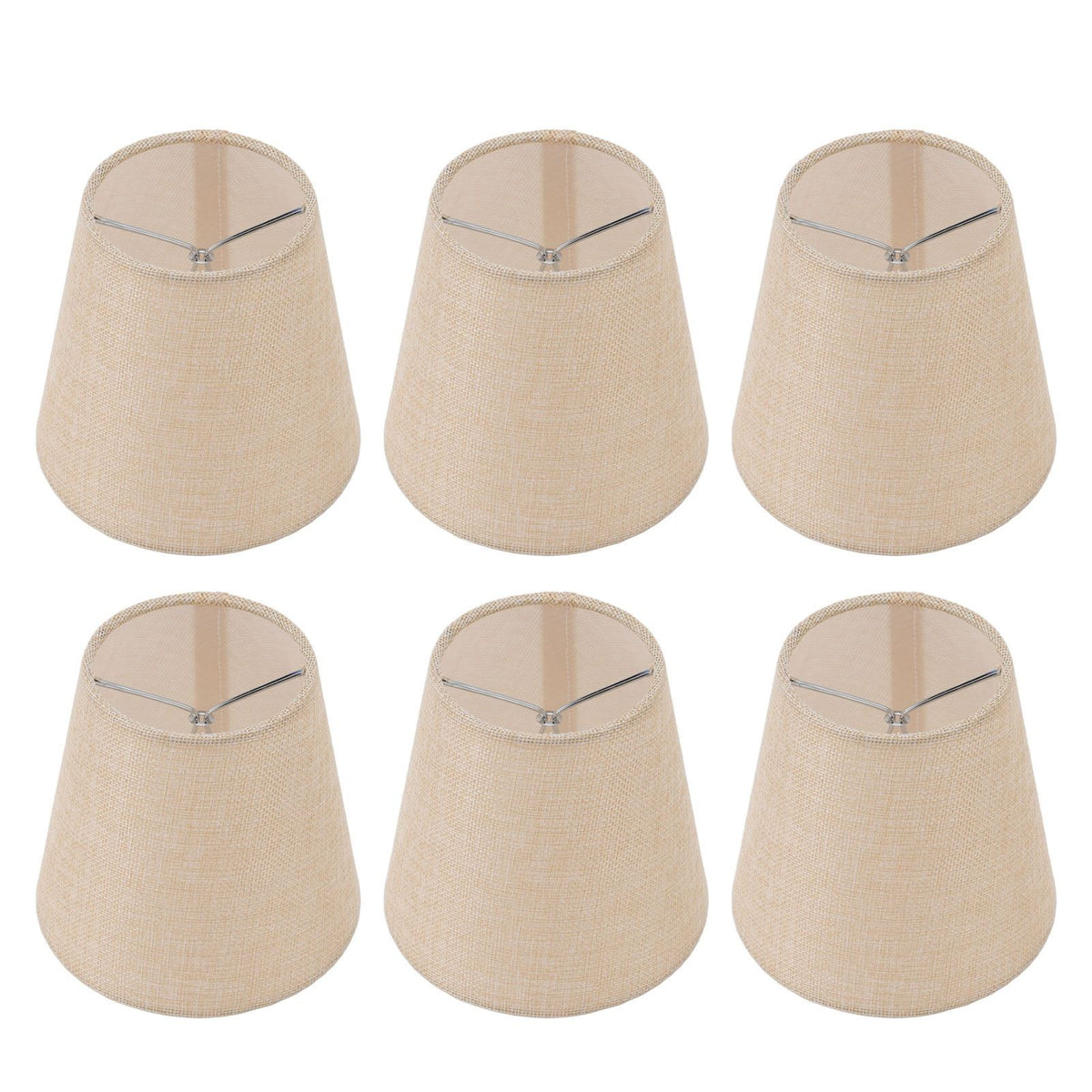 6PCS Linen Fabric Lamp Shade Cover Cylindrical Lampshade with Iron Support for Household Light