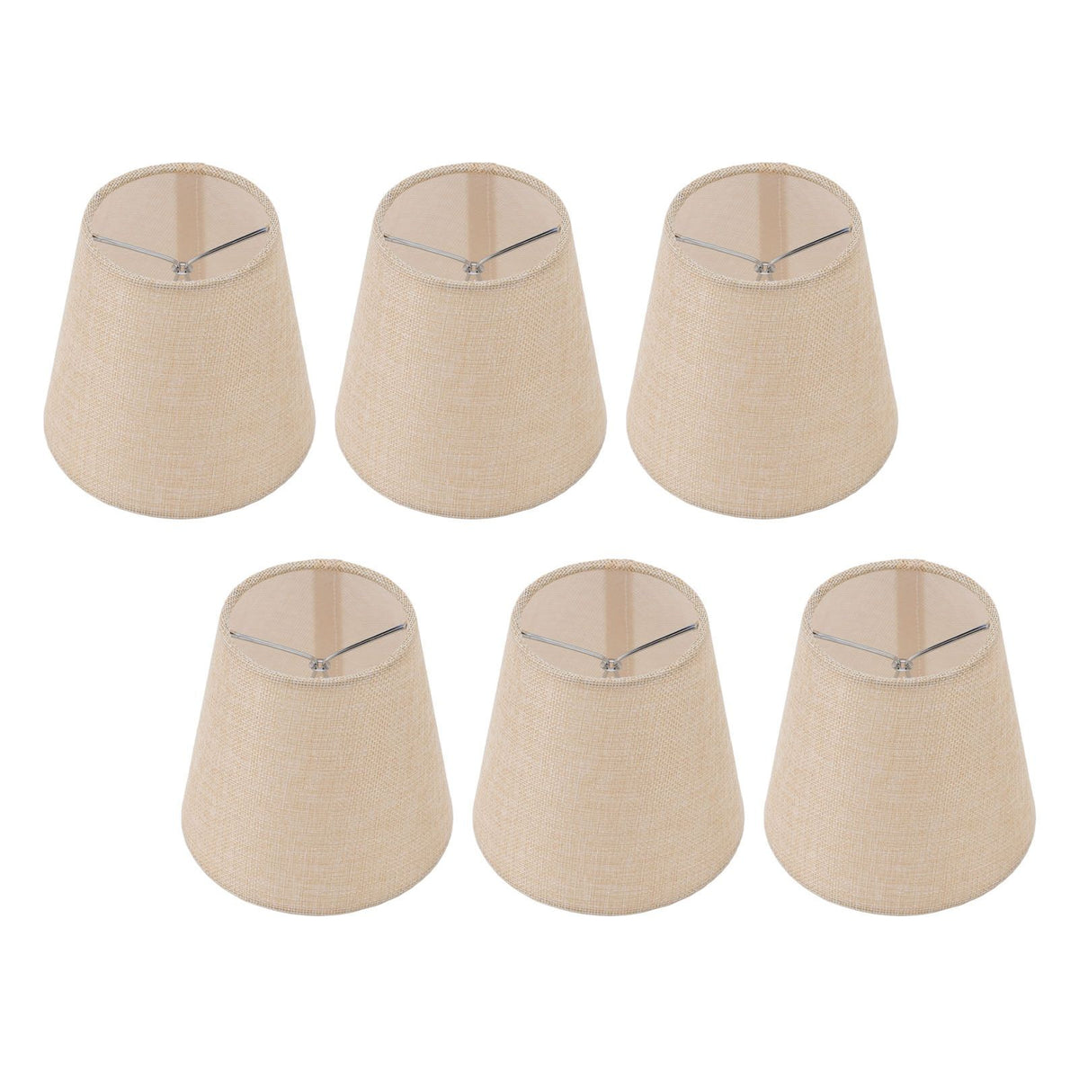 6PCS Linen Fabric Lamp Shade Cover Cylindrical Lampshade with Iron Support for Household Light