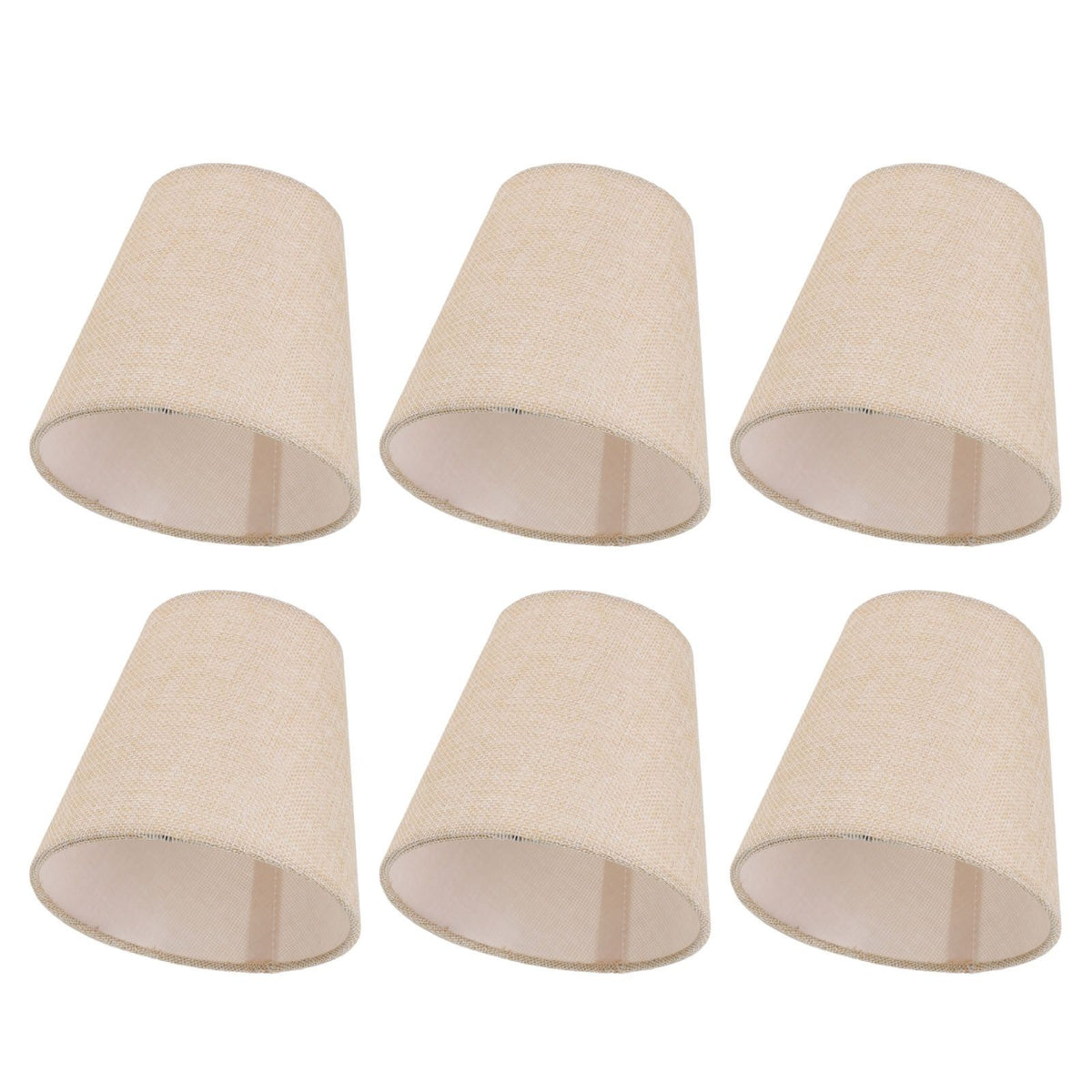 6PCS Linen Fabric Lamp Shade Cover Cylindrical Lampshade with Iron Support for Household Light