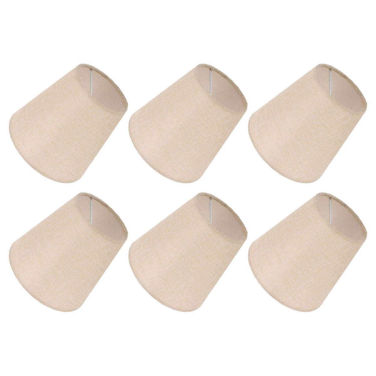 6PCS Linen Fabric Lamp Shade Cover Cylindrical Lampshade with Iron Support for Household Light