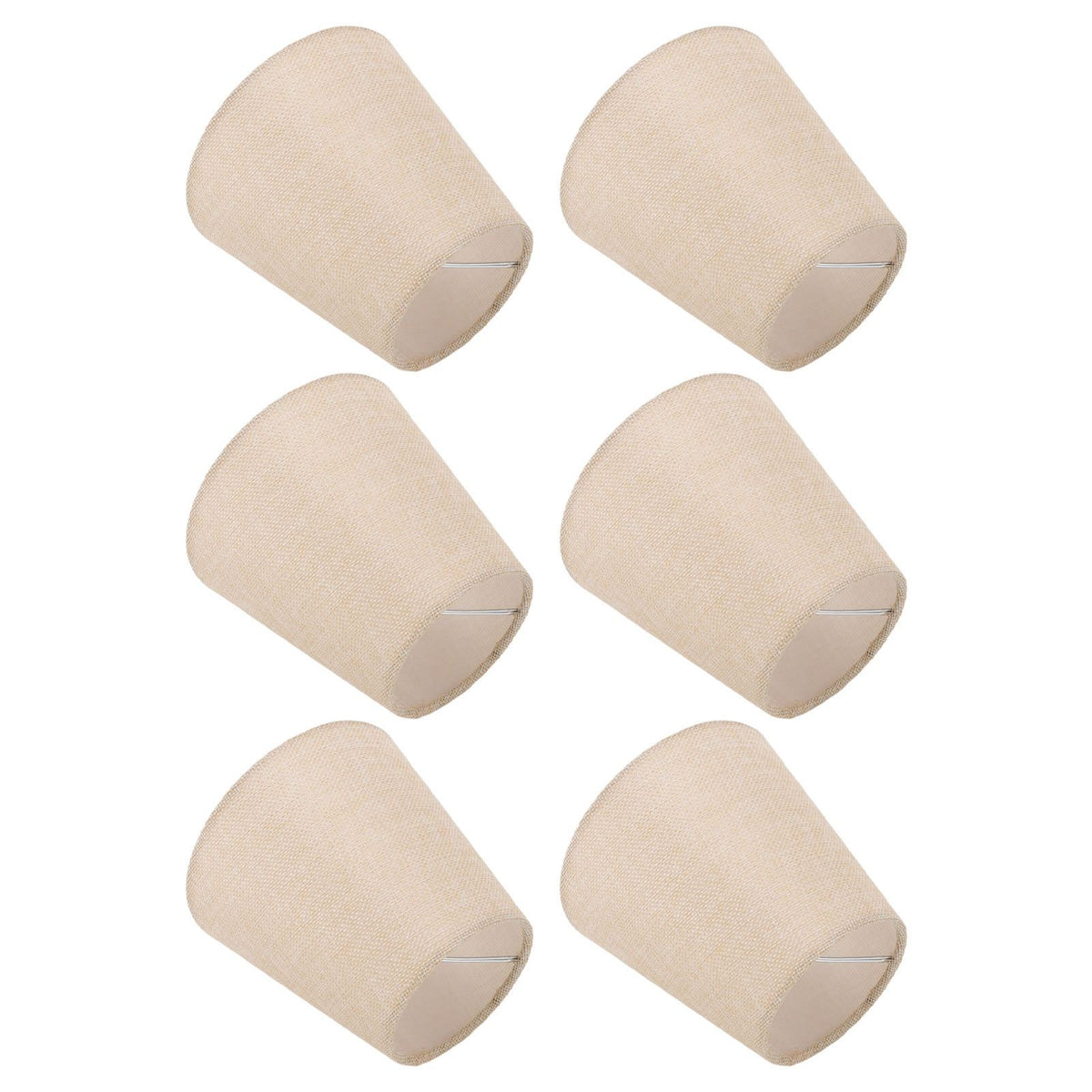 6PCS Linen Fabric Lamp Shade Cover Cylindrical Lampshade with Iron Support for Household Light