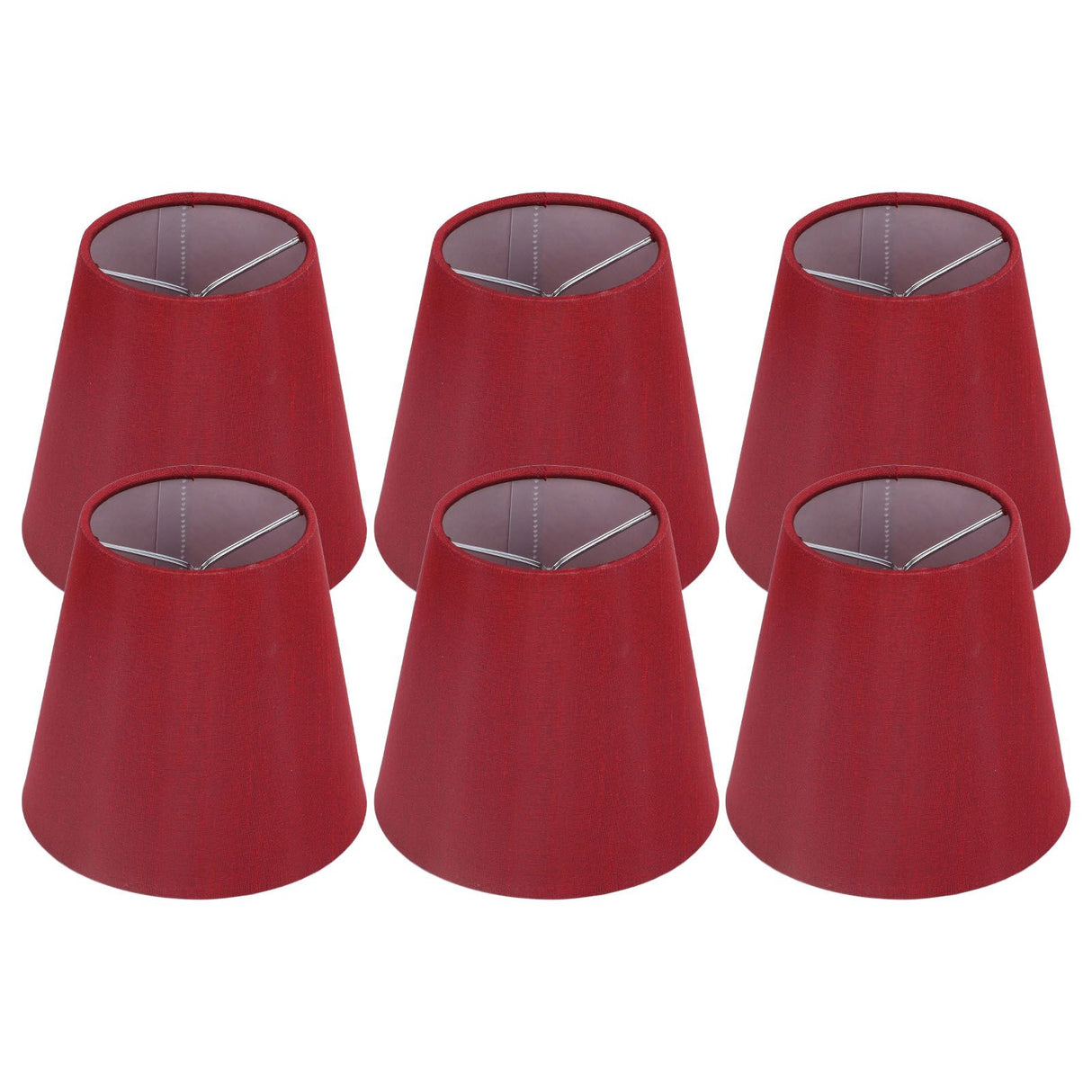 6PCS Fabric Lampshade Modern Simple Good Light Transmission Table Lamp Shade for E14 Bulb Miniature Bulb for Ceiling Lamp A3 01 Wine Red