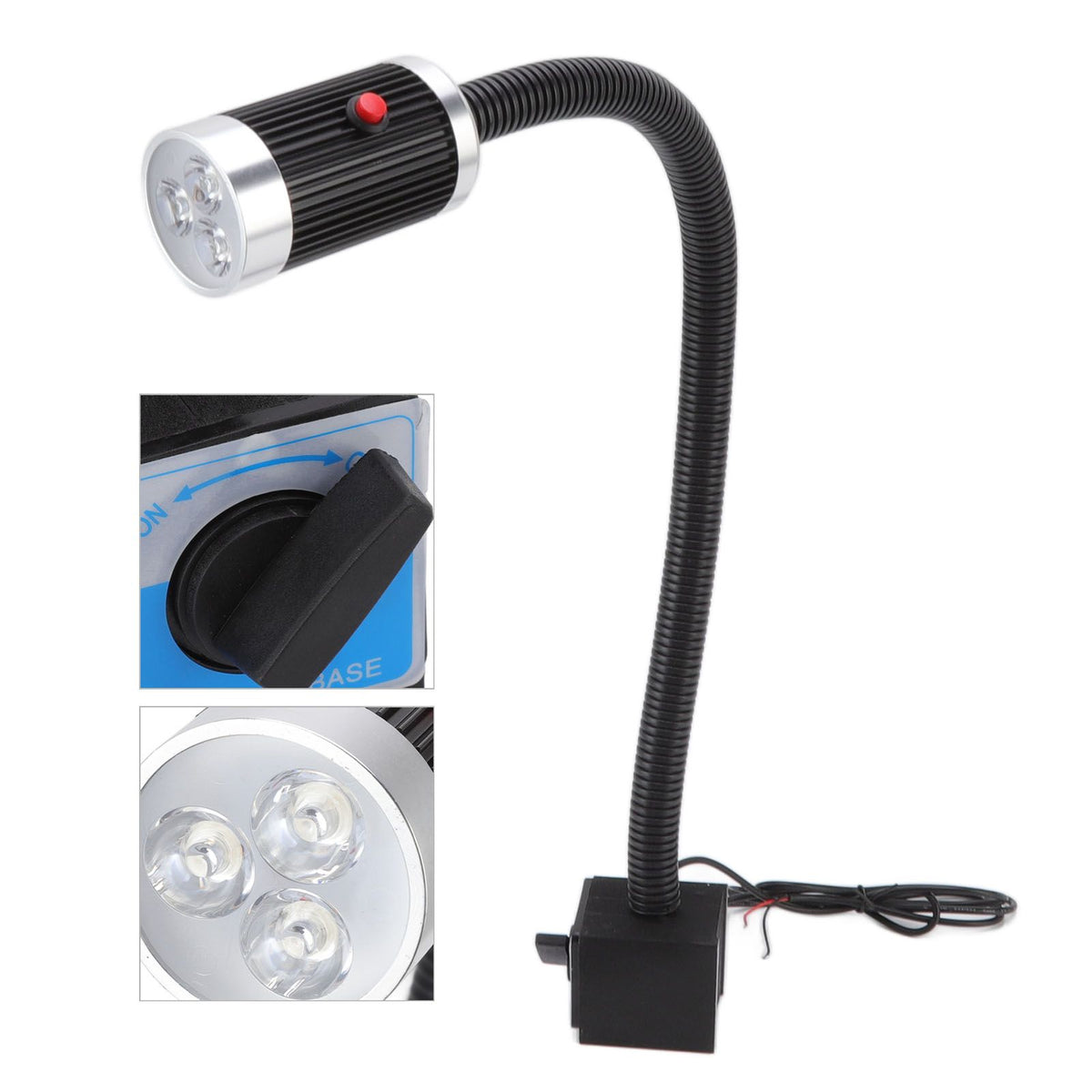 Magnetic Work Light 9W 24V LED Flexible Gooseneck Rustproof Aluminium Magnetic Base Gooseneck Work Light for Industry
