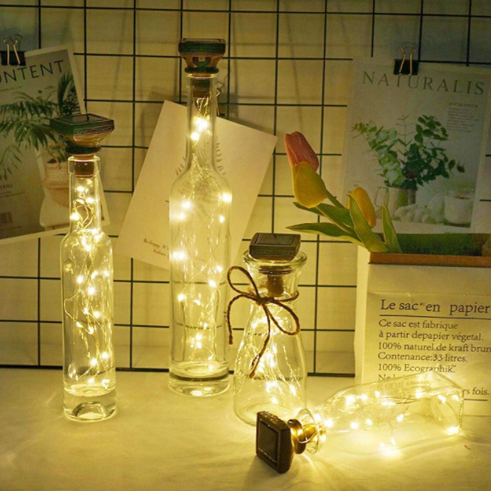 1/6 Pcs of Solar Power Wine Bottle Cork String Light 20 LED Fairy String Light