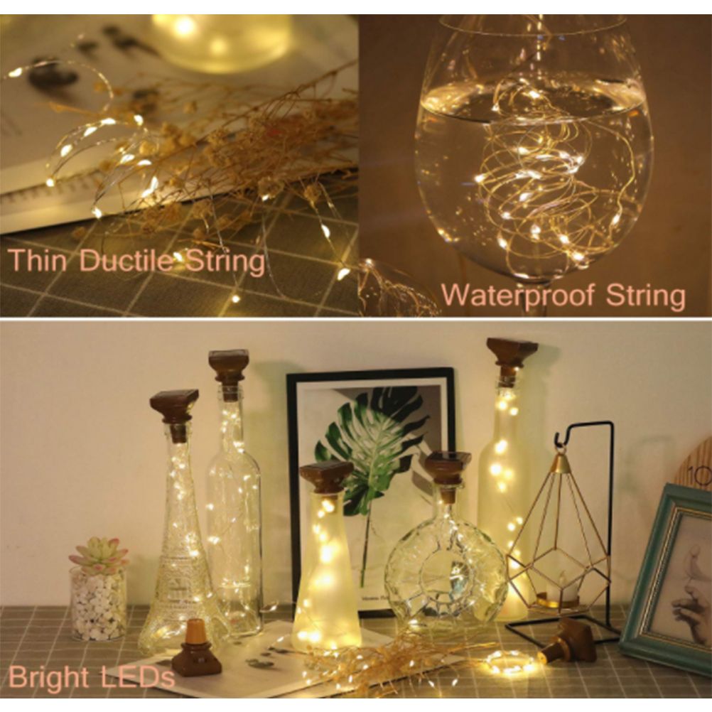 1/6 Pcs of Solar Power Wine Bottle Cork String Light 20 LED Fairy String Light