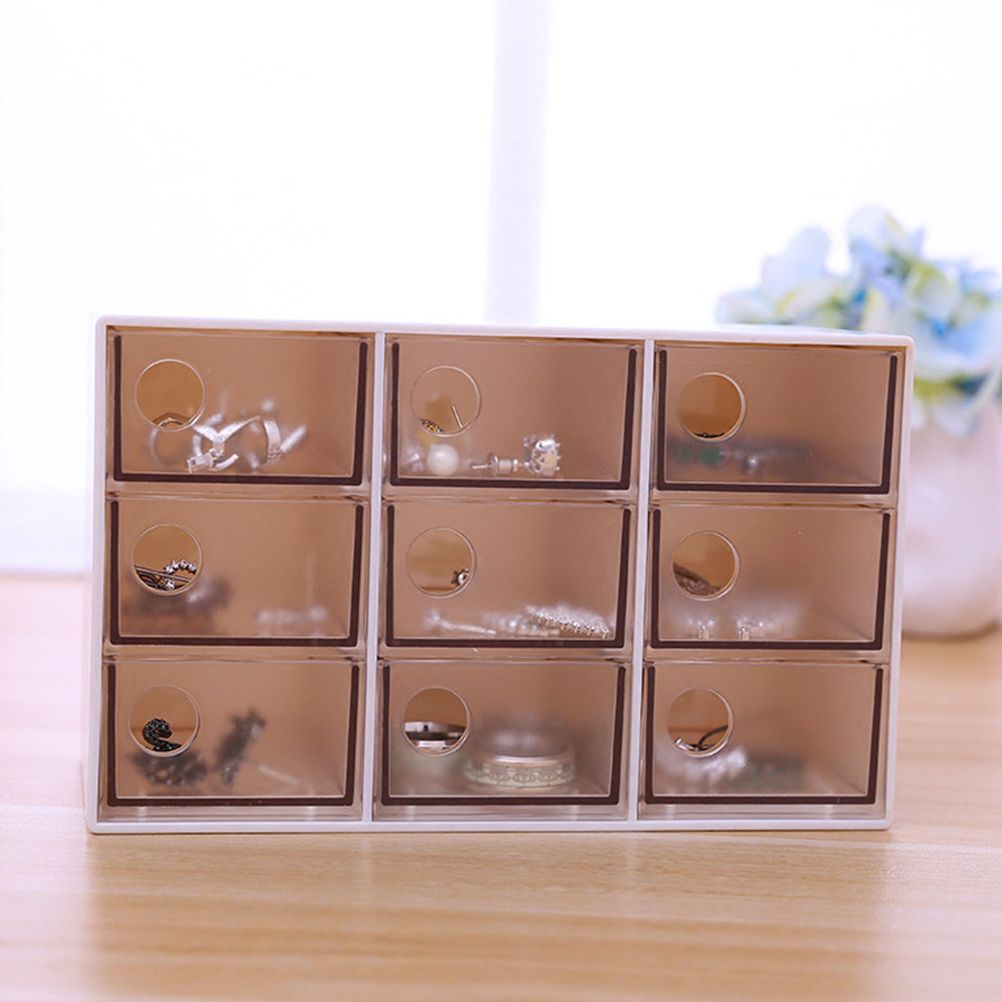 Mini 9 Grid Drawer Desk Storage Box Plastic Storage Organizer for Home Office