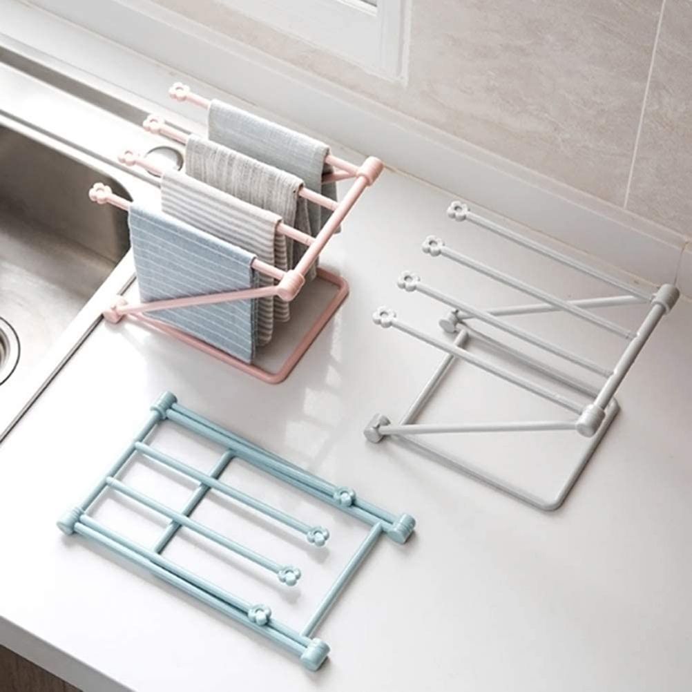 Countertop Kitchen Towel Rack Foldable Fingertip Towel Holder Dishcloth Hanger for Bathroom Vanity Countertops