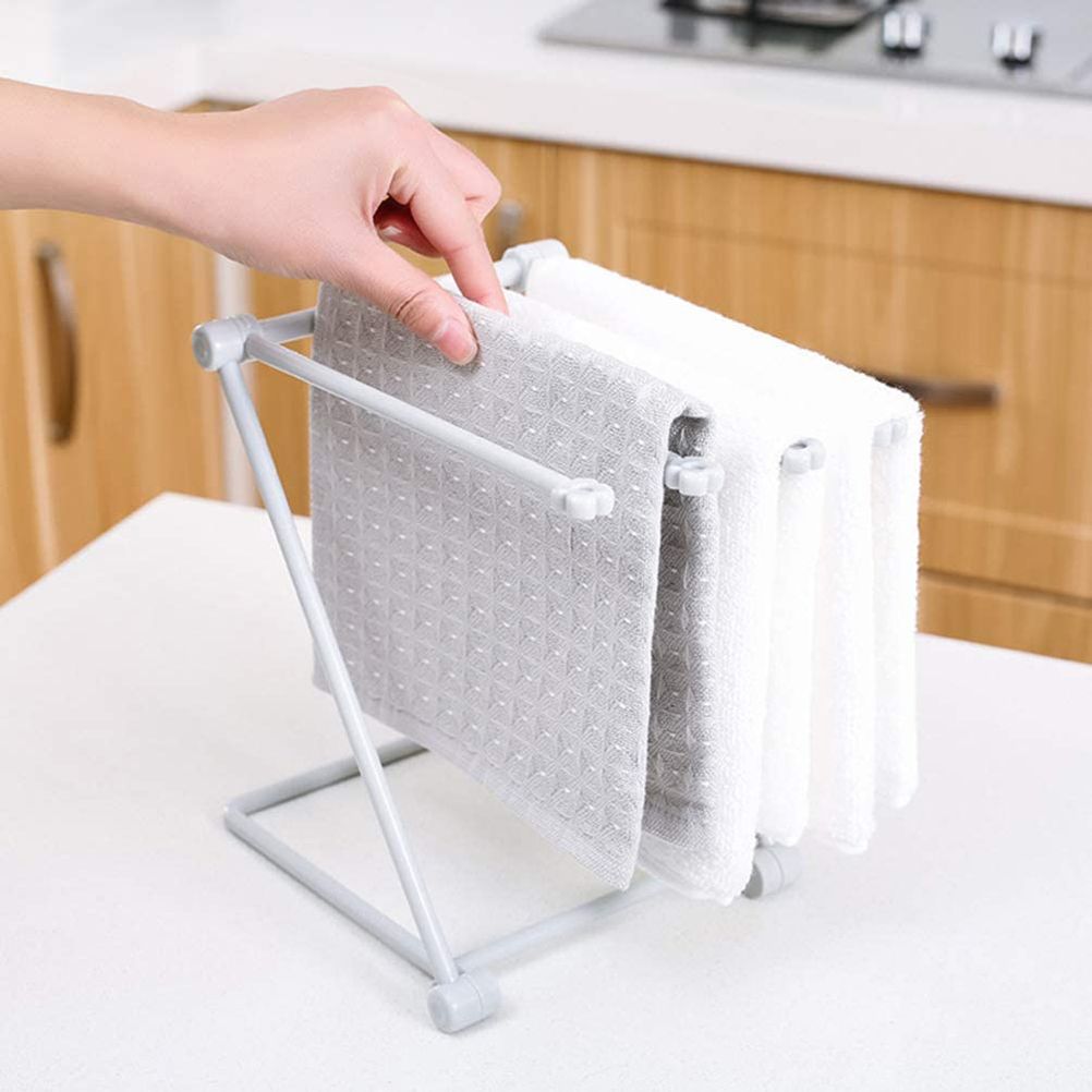 Countertop Kitchen Towel Rack Foldable Fingertip Towel Holder Dishcloth Hanger for Bathroom Vanity Countertops