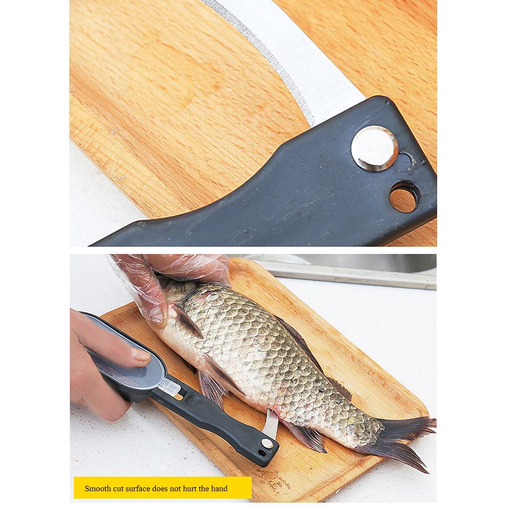 Multifunctional Plastic Fish Scale Cleaner Kitchen Fish Skin Scraper Brush Shaver With Cover Cutter Seafood Tool