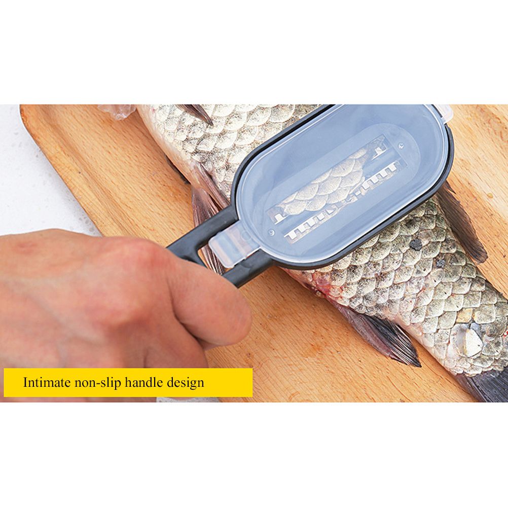 Multifunctional Plastic Fish Scale Cleaner Kitchen Fish Skin Scraper Brush Shaver With Cover Cutter Seafood Tool