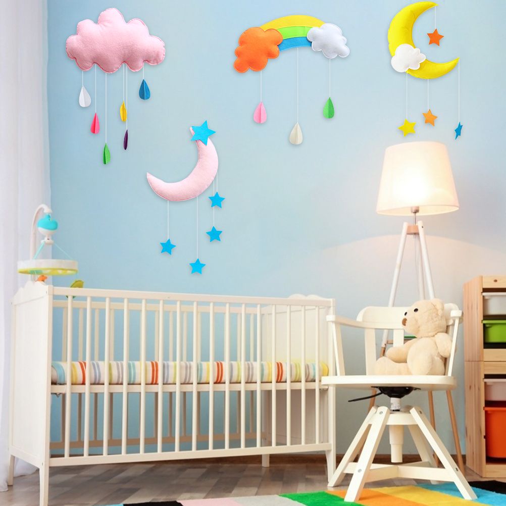 Ceiling Mobile Hanging Cloud Decorations Rainbow Mobile Cloud Ceiling Decor Durable Portable Felt Floating Cloud Room Decoration Pendant