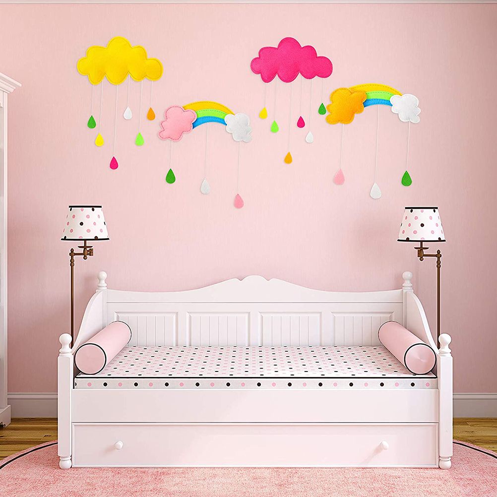 Ceiling Mobile Hanging Cloud Decorations Rainbow Mobile Cloud Ceiling Decor Durable Portable Felt Floating Cloud Room Decoration Pendant