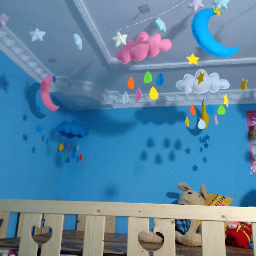 Ceiling Mobile Hanging Cloud Decorations Rainbow Mobile Cloud Ceiling Decor Durable Portable Felt Floating Cloud Room Decoration Pendant