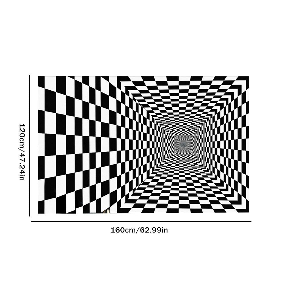 Black and White Checkered 3D Visual Effect Floor Rug Mat Bedroom Carpet for Kids Room Nursery
