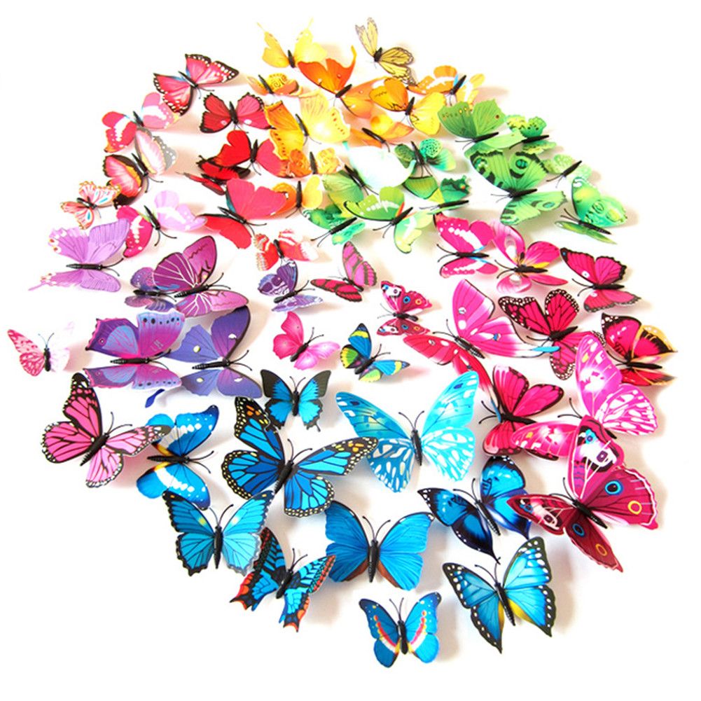 12Pcs 3D Stereoscopic Butterfly Wall Stickers Home Living Room Decor
