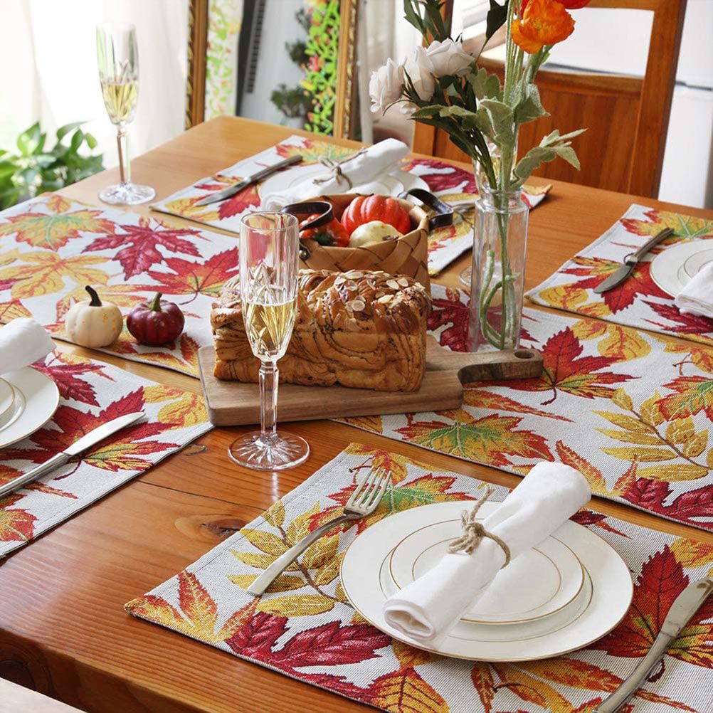 Fall Table Runner Holiday Table Runners for Dining Room Harvest Maple Leaf Table Runner for Fall Autumn and Thanksgiving Decorations